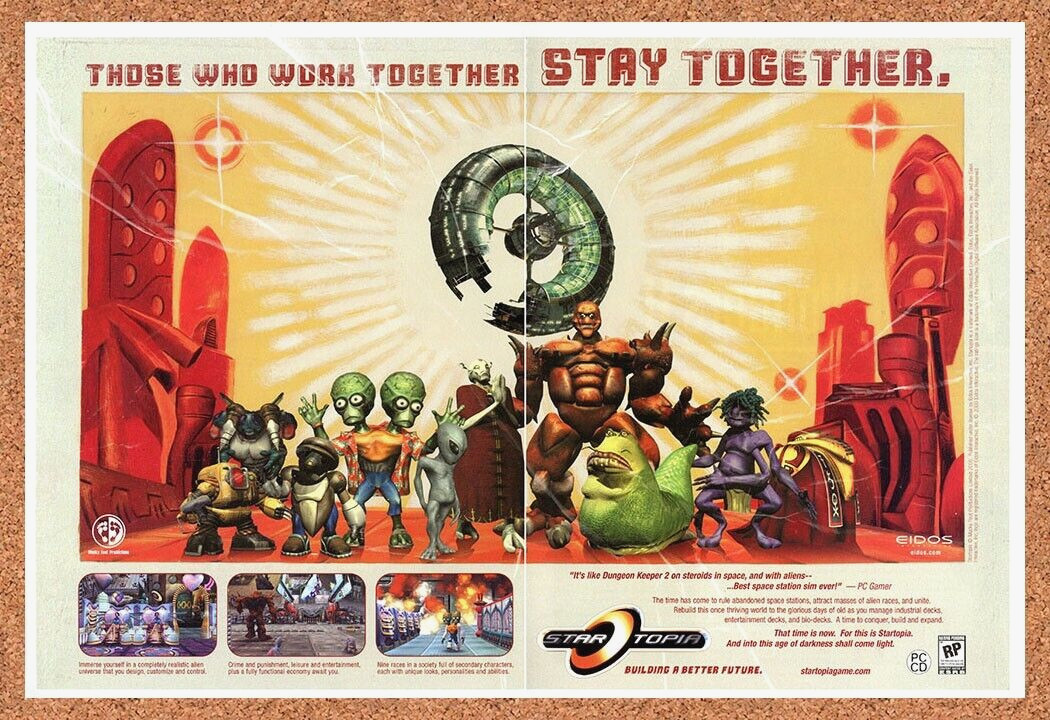 Startopia PC Original 2002 Ad Authentic Funny Business SIM Video Game Promo