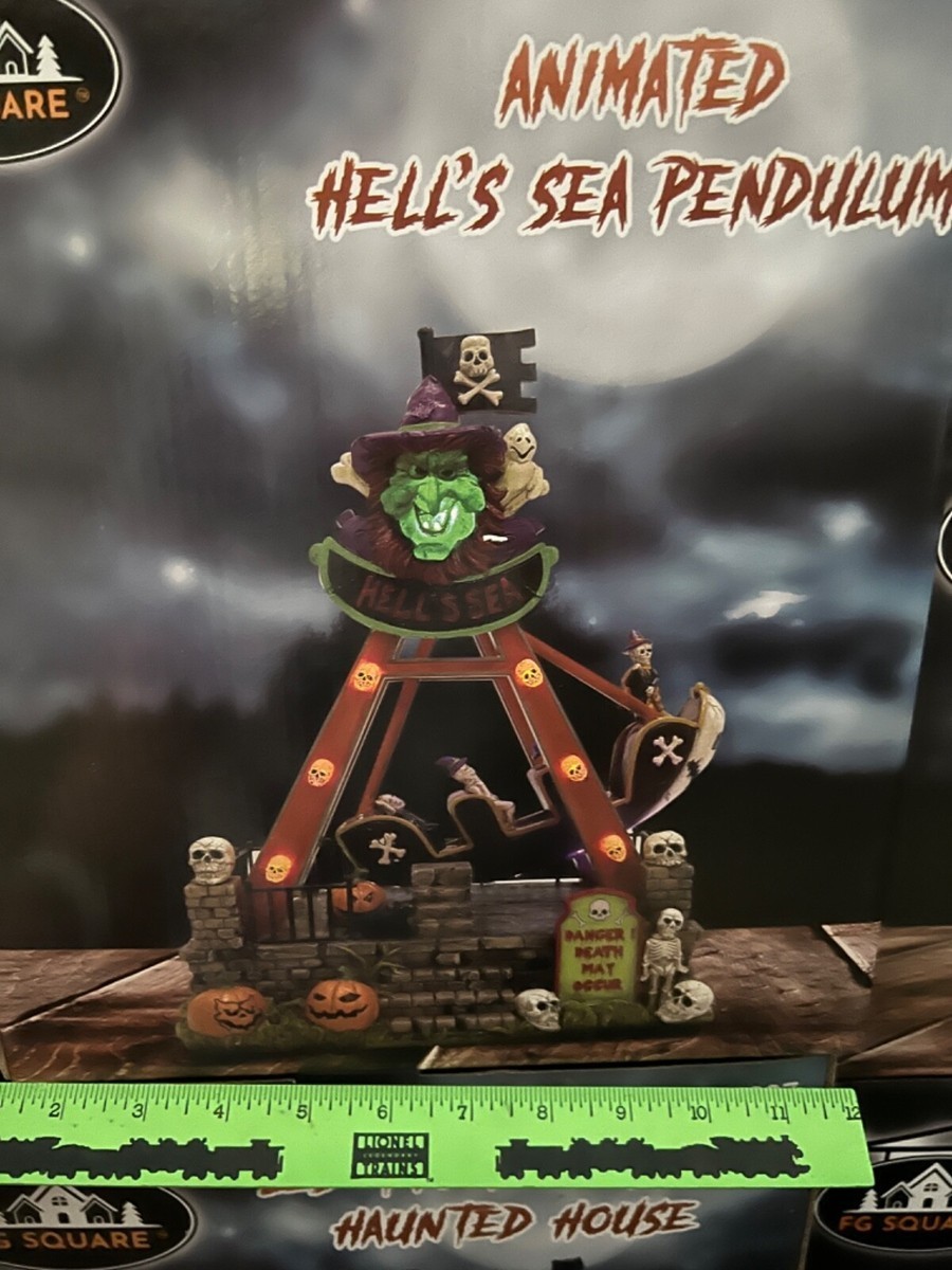 FG Square Lemax Hell\'s Sea Pendulum Pirate Ship Halloween Village Carnival Ride