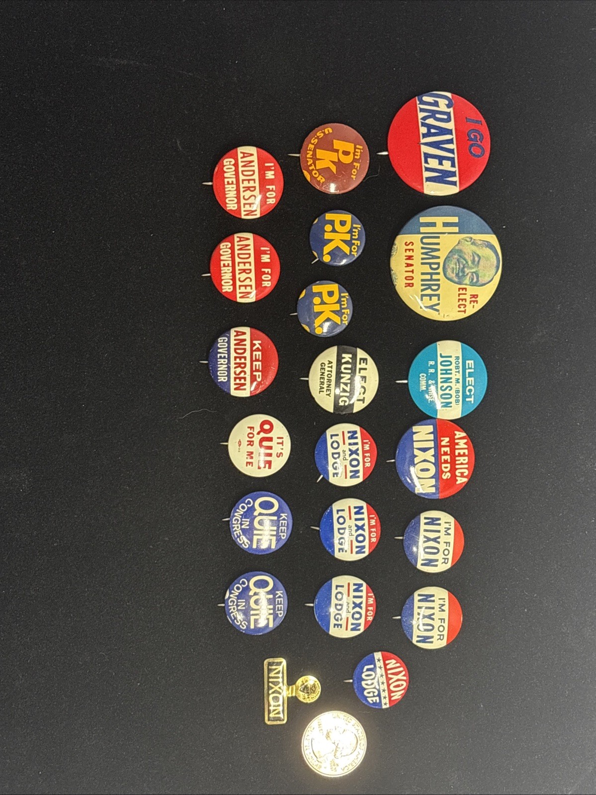 Vtg. Political Pins-Prez-Senate-Att. Gen.-Gov. 21pcs.