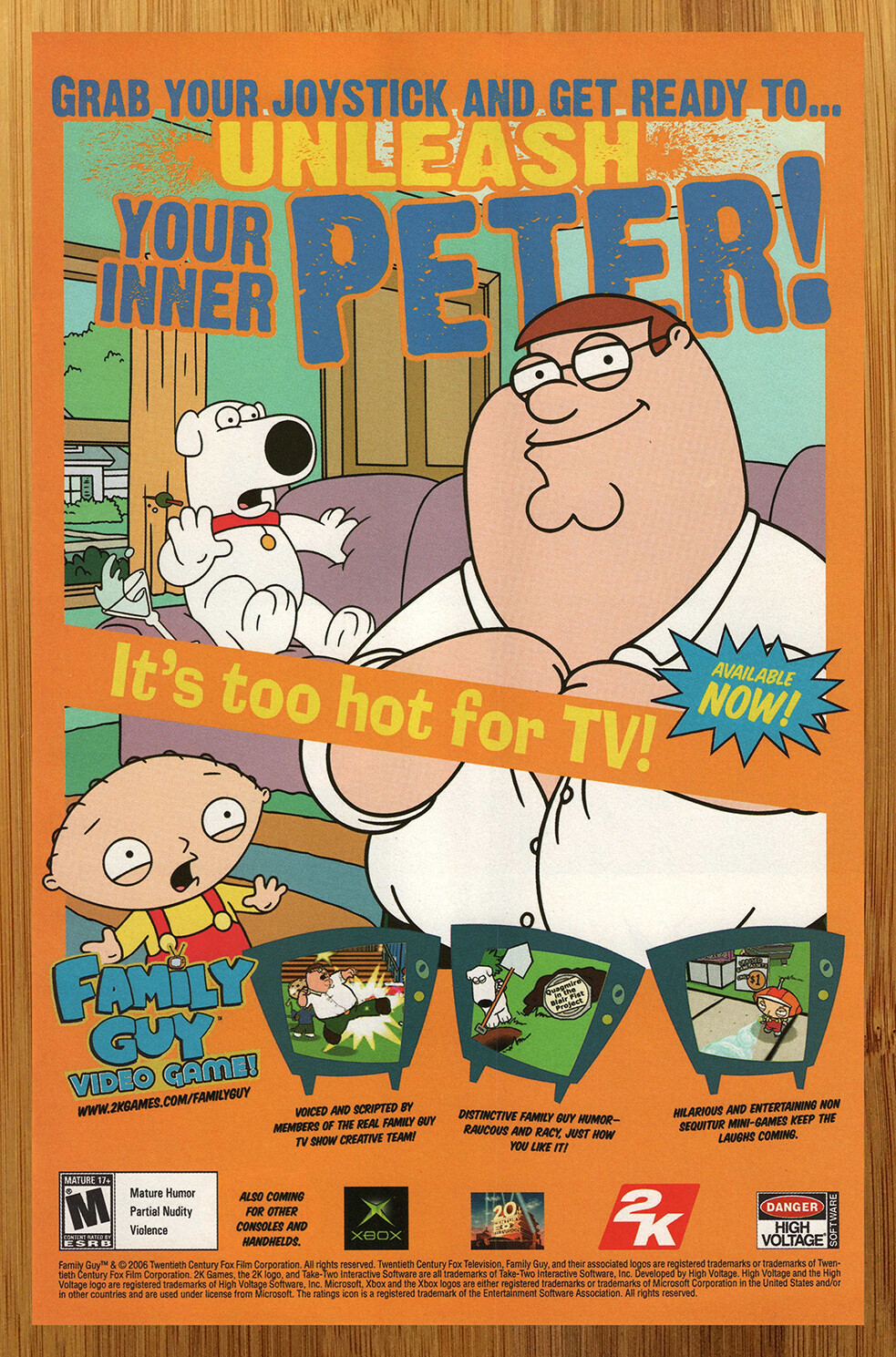 2006 Family Guy Video Game PS2 Xbox PSP Print Ad/Poster Stewie Peter Griffin Art
