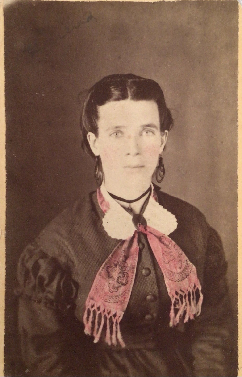 1860’s Civil War Era Antique CDV PHOTO Young Lady Seated Tinted Pink