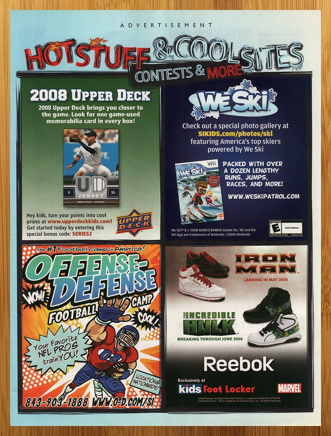 2008 We Ski Nintendo Wii/Reebok Iron Man/Hulk Sneakers Print Ad/Poster Art 00s