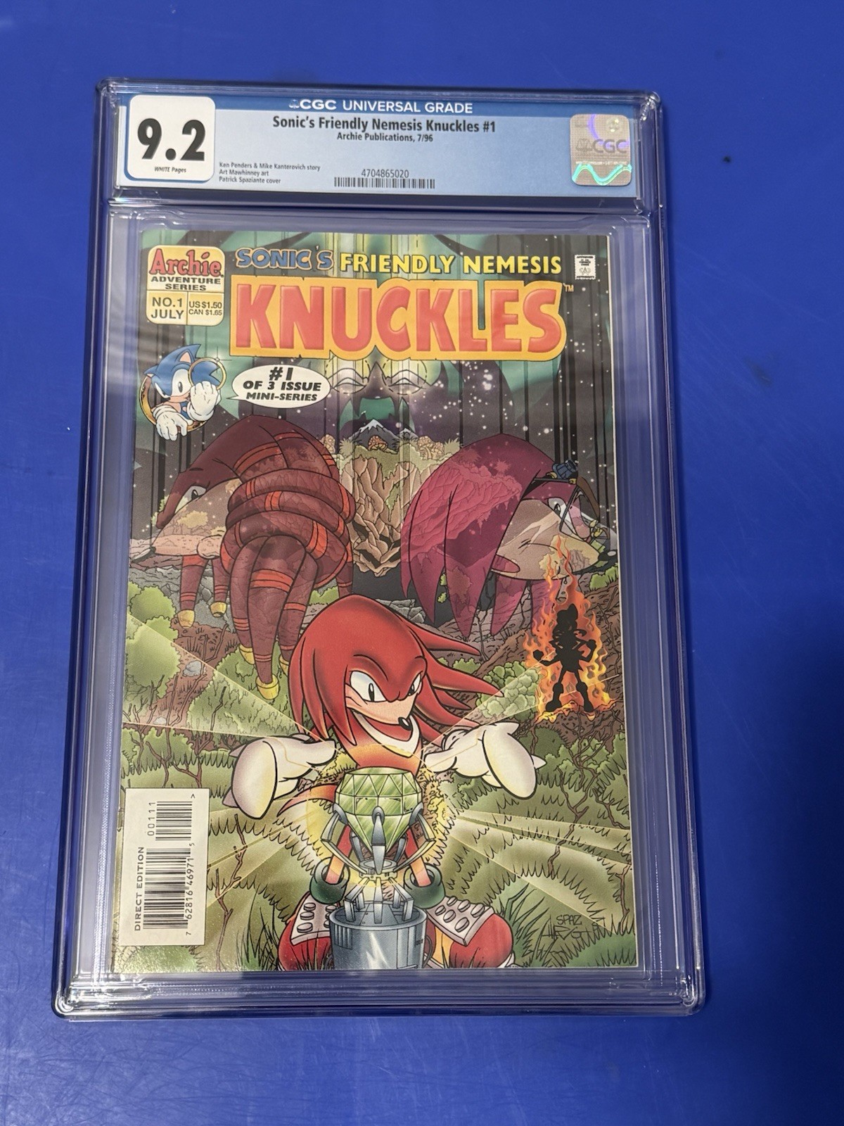 Sonic's Friendly Nemesis Knuckles #1 CGC 9.2 1ST APPEARANCE Archie Comic 1996
