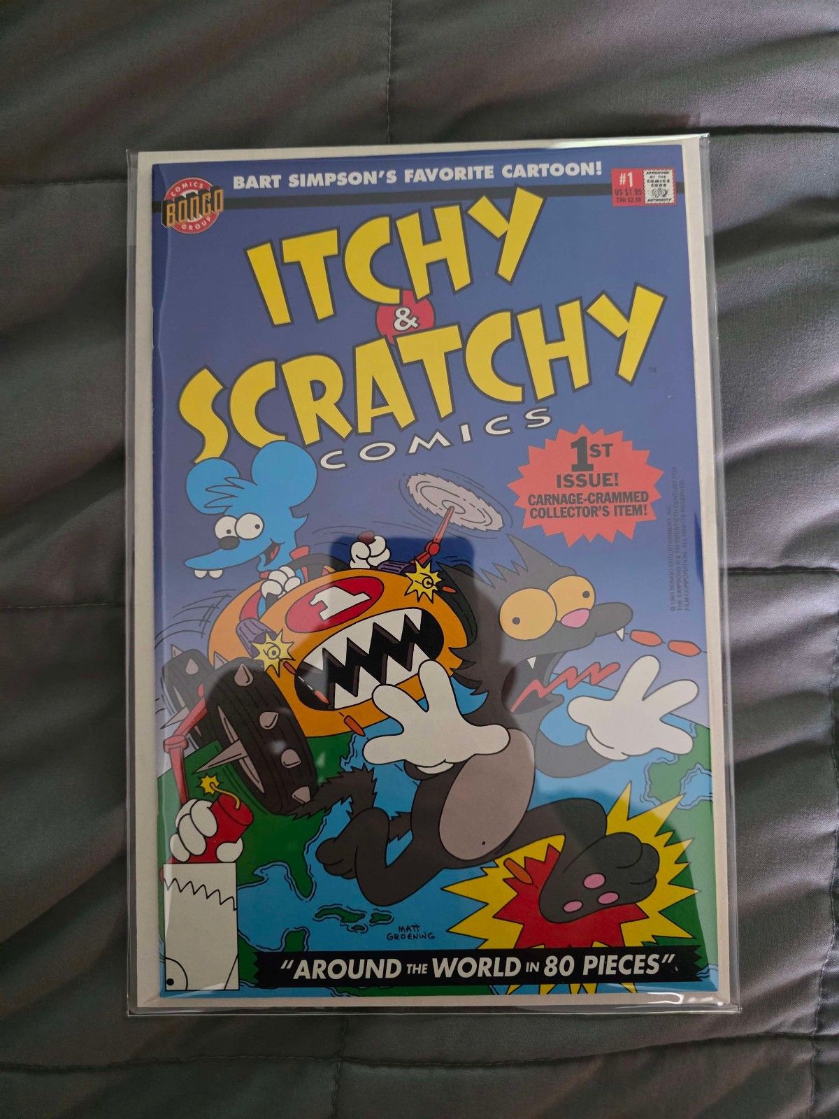 Itchy and Scratchy comic 1 BARTCODE Edition HTF HIGH GRADE POSSIBLE (b) RARE
