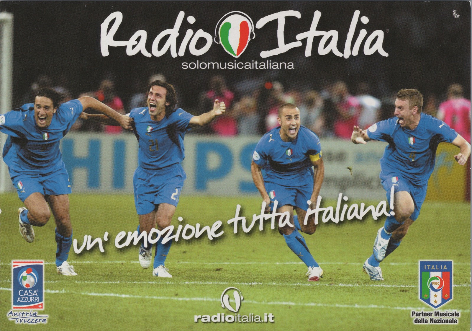 Radio Italia Italy Soccer Team Euro 2008 Promo Postcard Azzurri FIGC Football