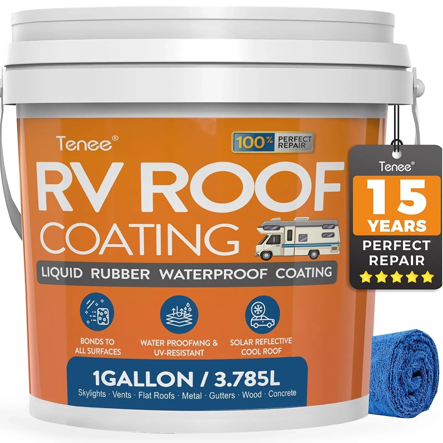 1 Gallon RV Roof Coating, Liquid Rubber Waterproof Sealant for Camper | Solar