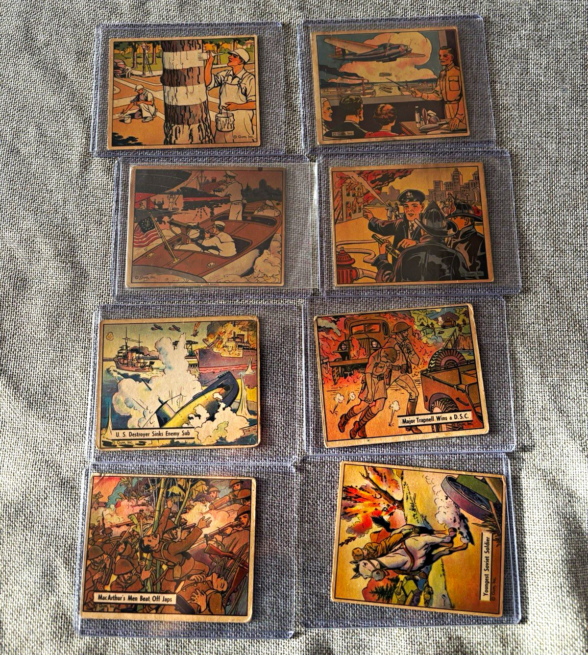 1941 Gum Inc Uncle Sam Home Defense 8 Card Lot #127 High Number WWII R157 R158