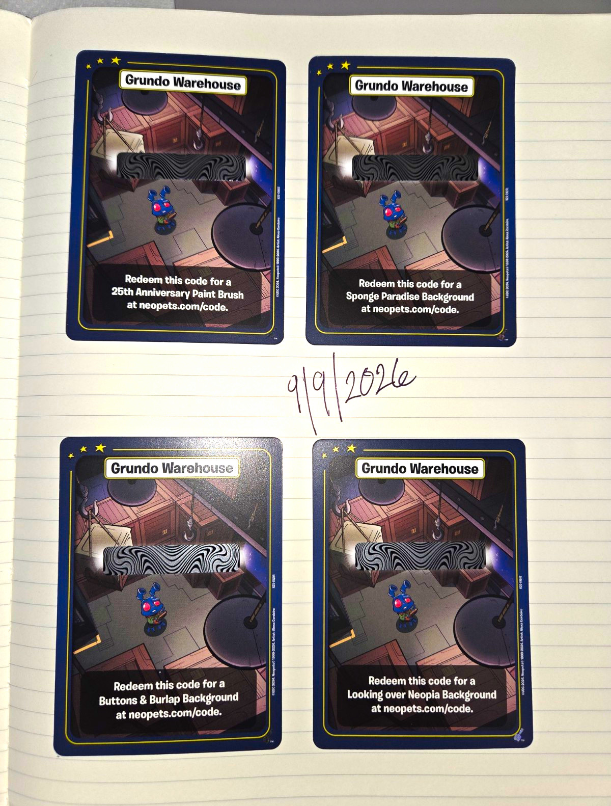 Neopets 25th Anniversary Grundo Warehouse Code Cards Lot of 4 Upper Deck
