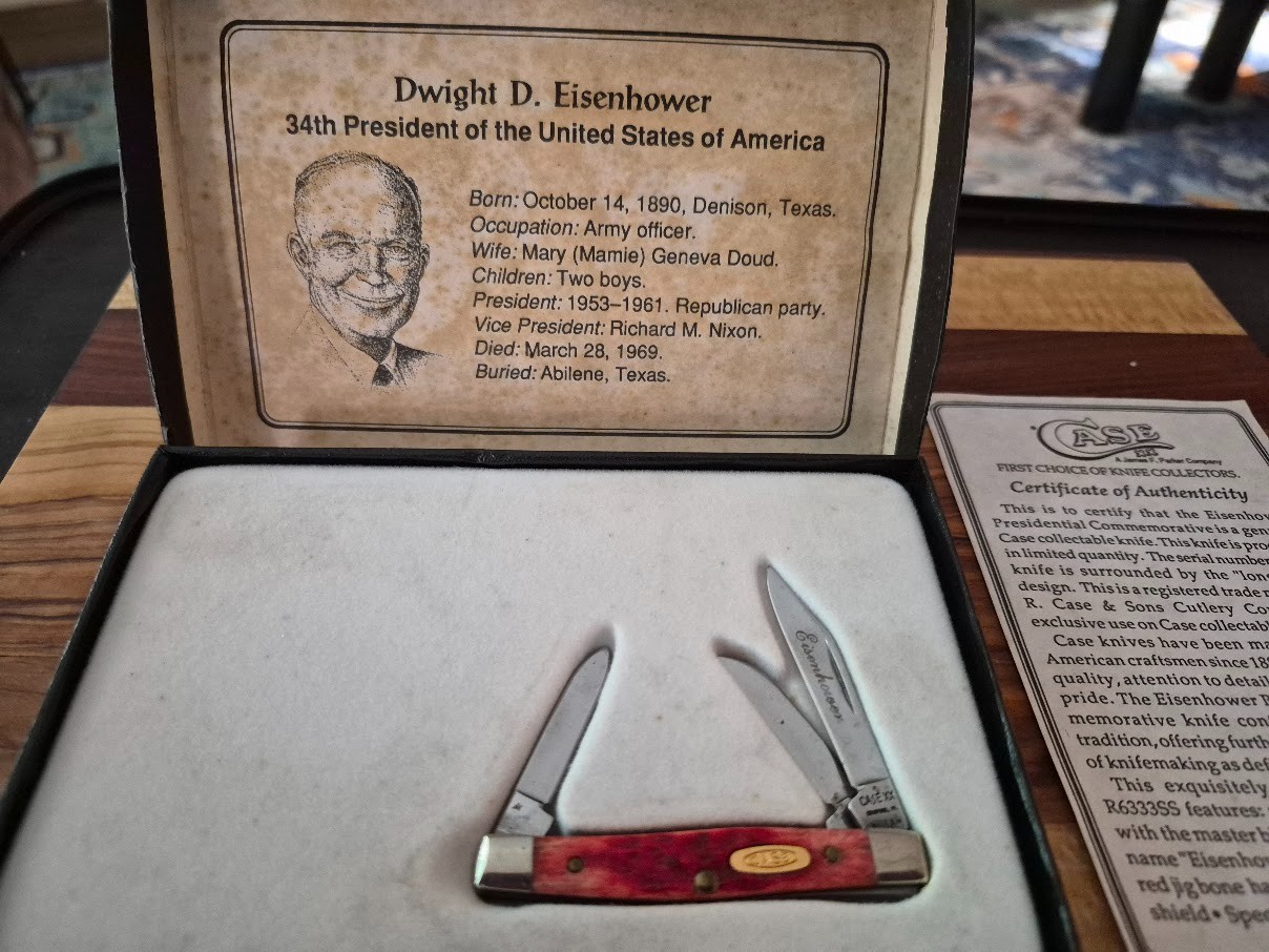 CASE PRESIDENT EISENHOWER COLLECTOR KNIFE R6333 SS IN ORIGINAL BOX MINI STOCKMAN