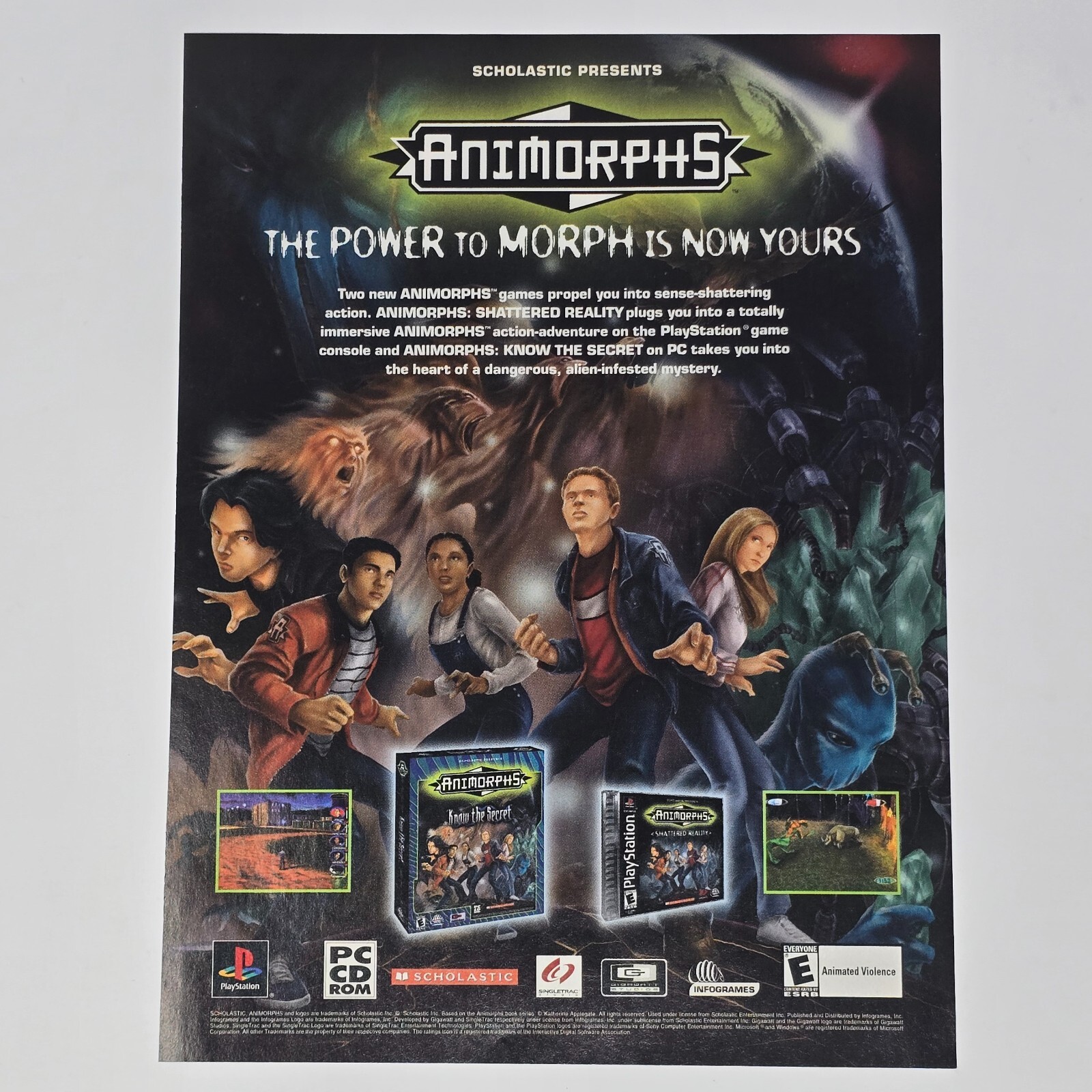 Animorphs Sony PlayStation PS1 PC Power Print Ad/Poster Official Promo Art