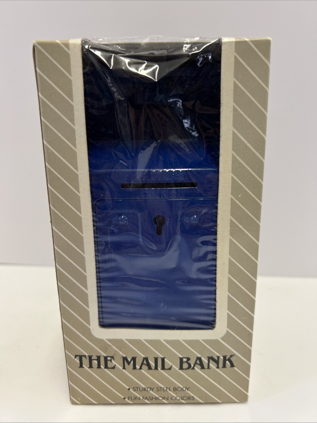 US Mail Blue Metal Post Office Mailbox Coin Bank USPS With Key   7.5