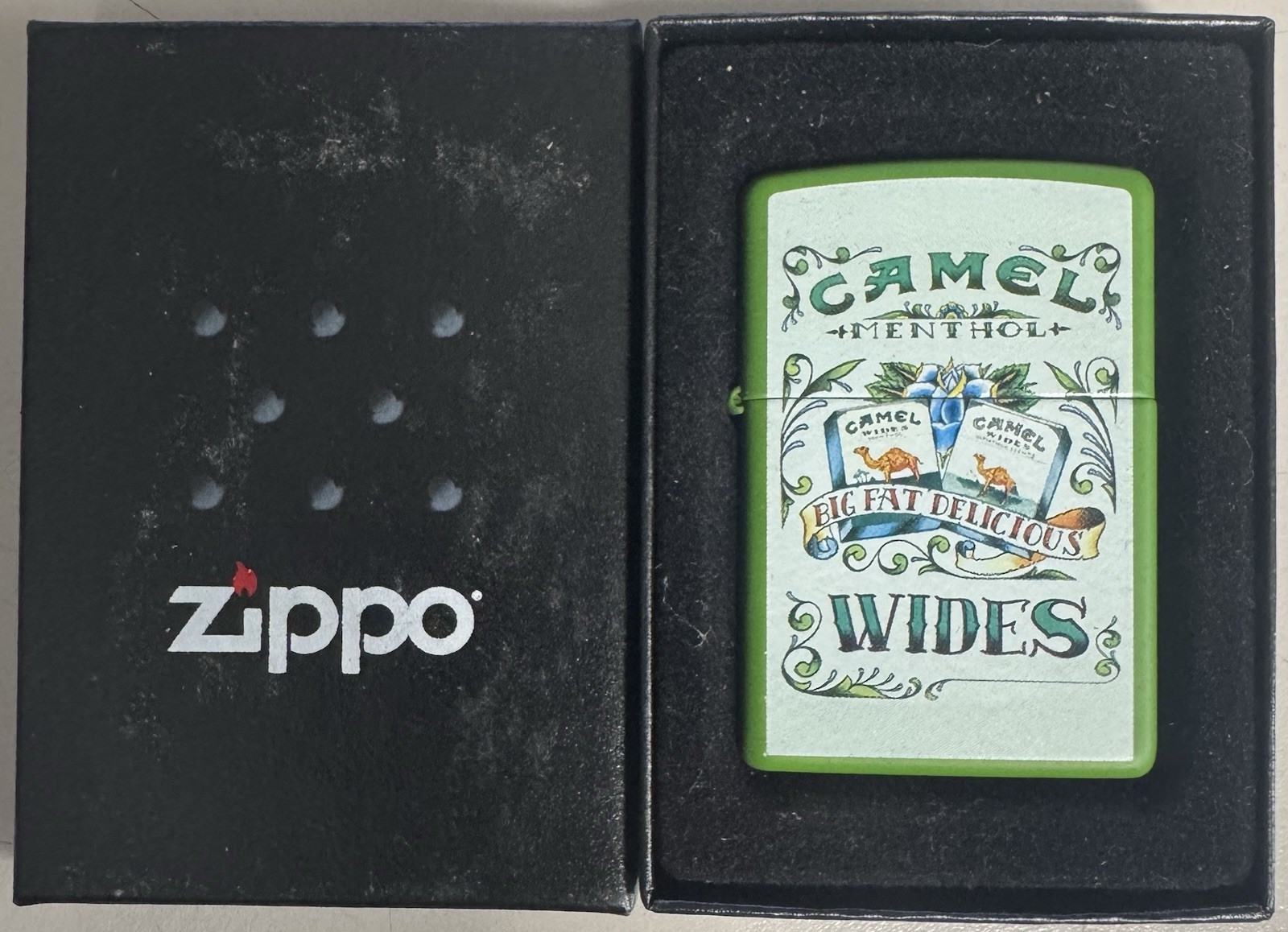 ZIPPO 2006 CAMEL MENTHOL WIDES GREEN MATTE LIGHTER SEALED IN BOX H505