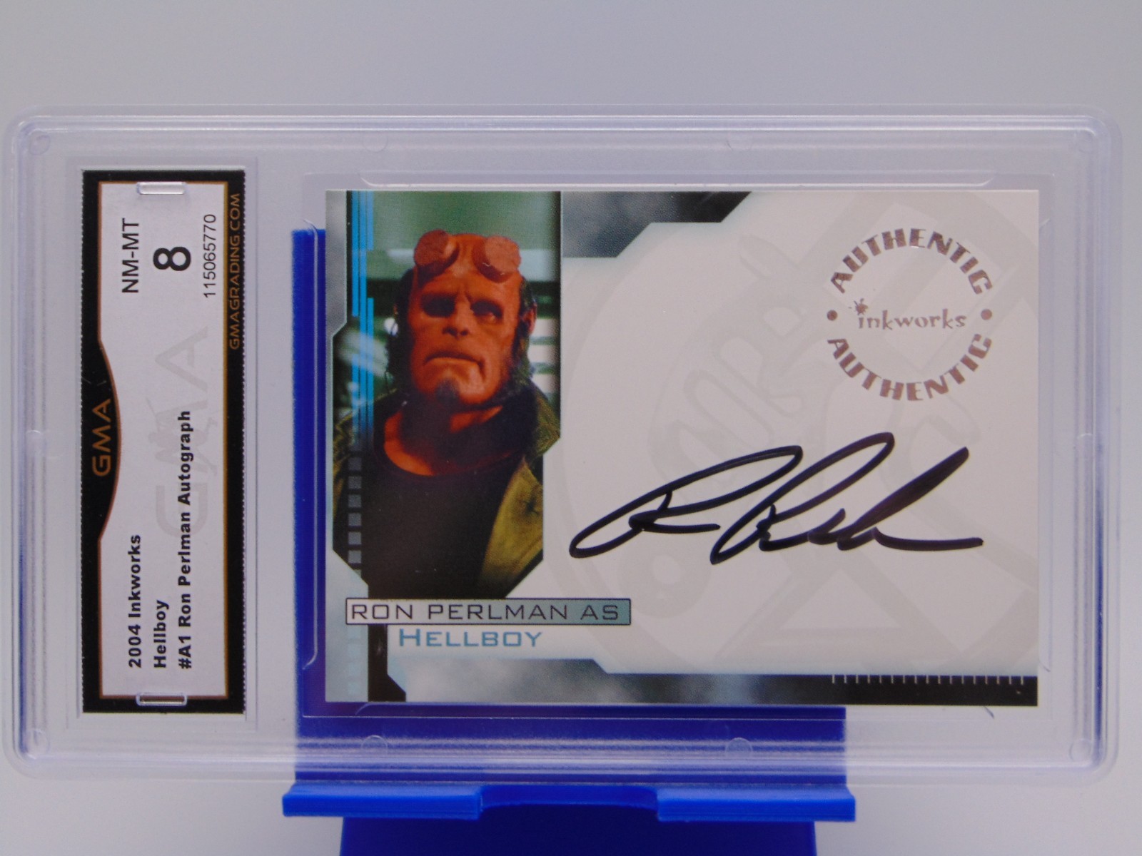 2004 InkWorks Hellboy A1 Signature Promo Card Signed Ron Perlman GMA Graded 8