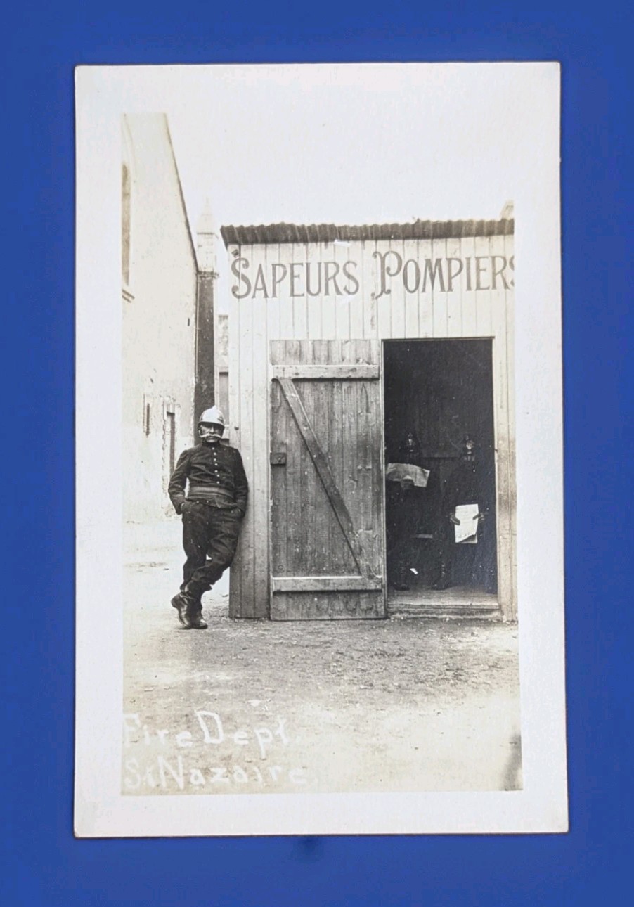 RPPC Sapeurs Pompiers St. Nazarine France Photo Postcard Firemen Firehouse 
