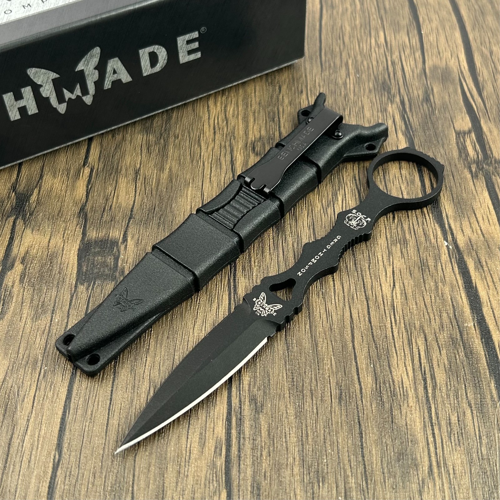 Benchmade SOCP Dagger 176BK Fixed Blade Knife Black Handle Sheath