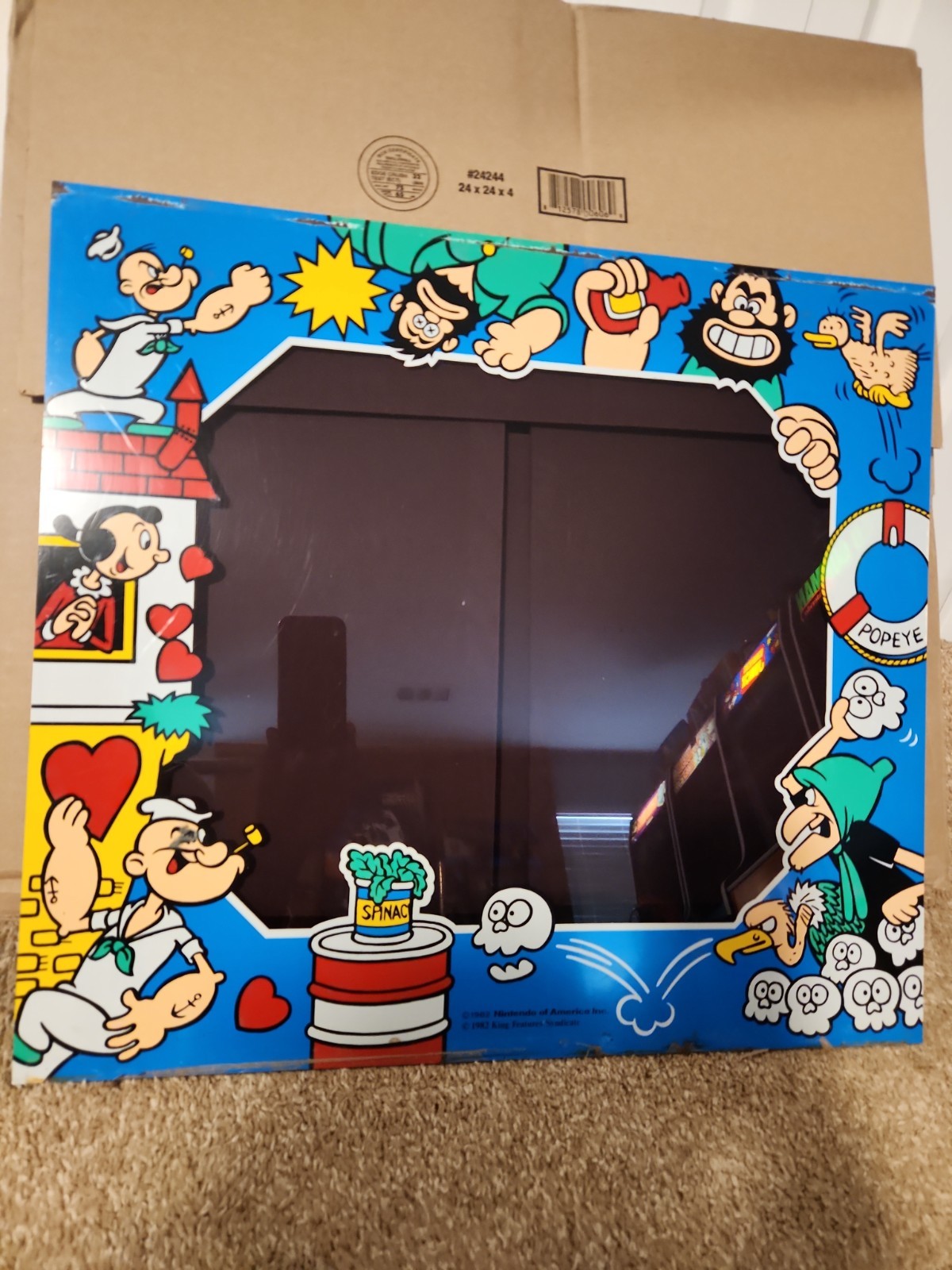 Nintendo Popeye Arcade Video Game Monitor Bezel Plexi 1982 ORIGINAL