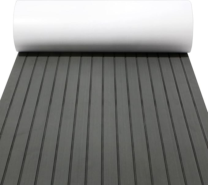 EVA Foam Faux Teak Sheet Boat Yacht (35.4in × 95.4in Dark Grey with Black Lines