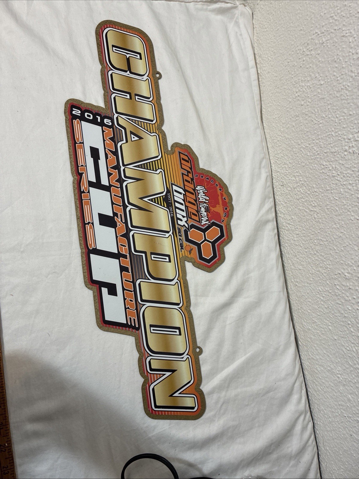 WORLD FAMOUS ORANGE Y Metal Sign 24” X 9” Rare Nice