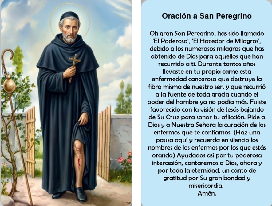 Oracion a San Peregrino - Spanish - hard plastic card