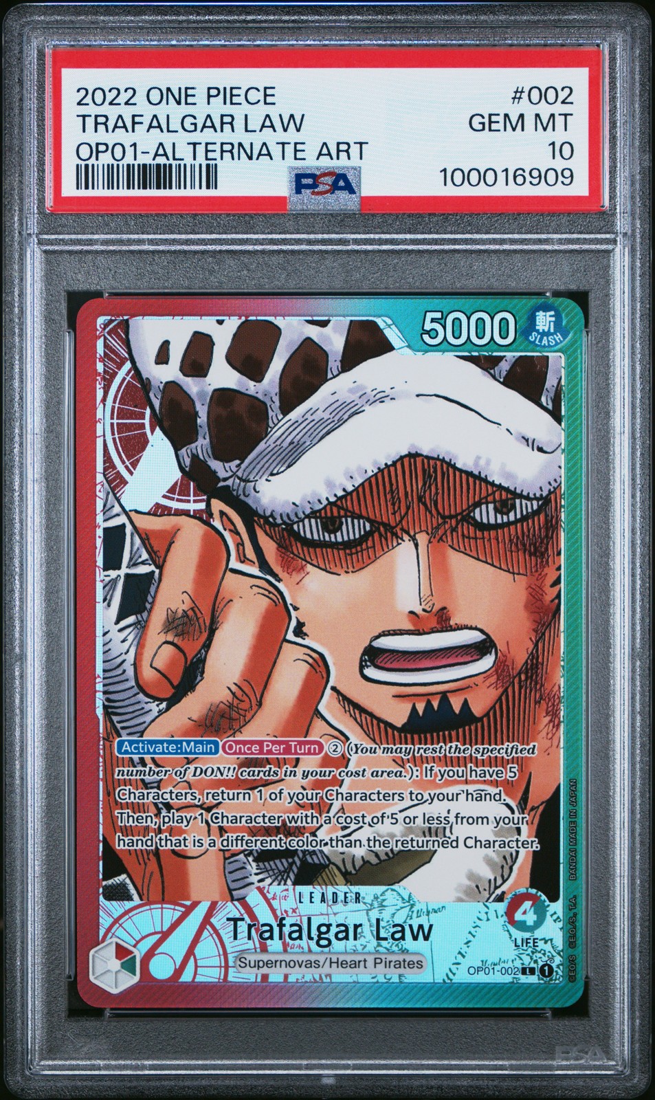 Trafalgar Law 002 Alternate Art One Piece Op01 Romance Dawn One Piece PSA 10