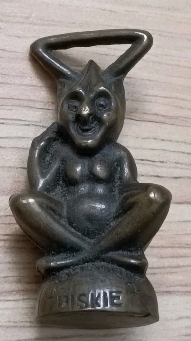 Old Vintage Bronze Cornish Lucky Pixie Tobacco Pipe Tamper Piskie Small Figure