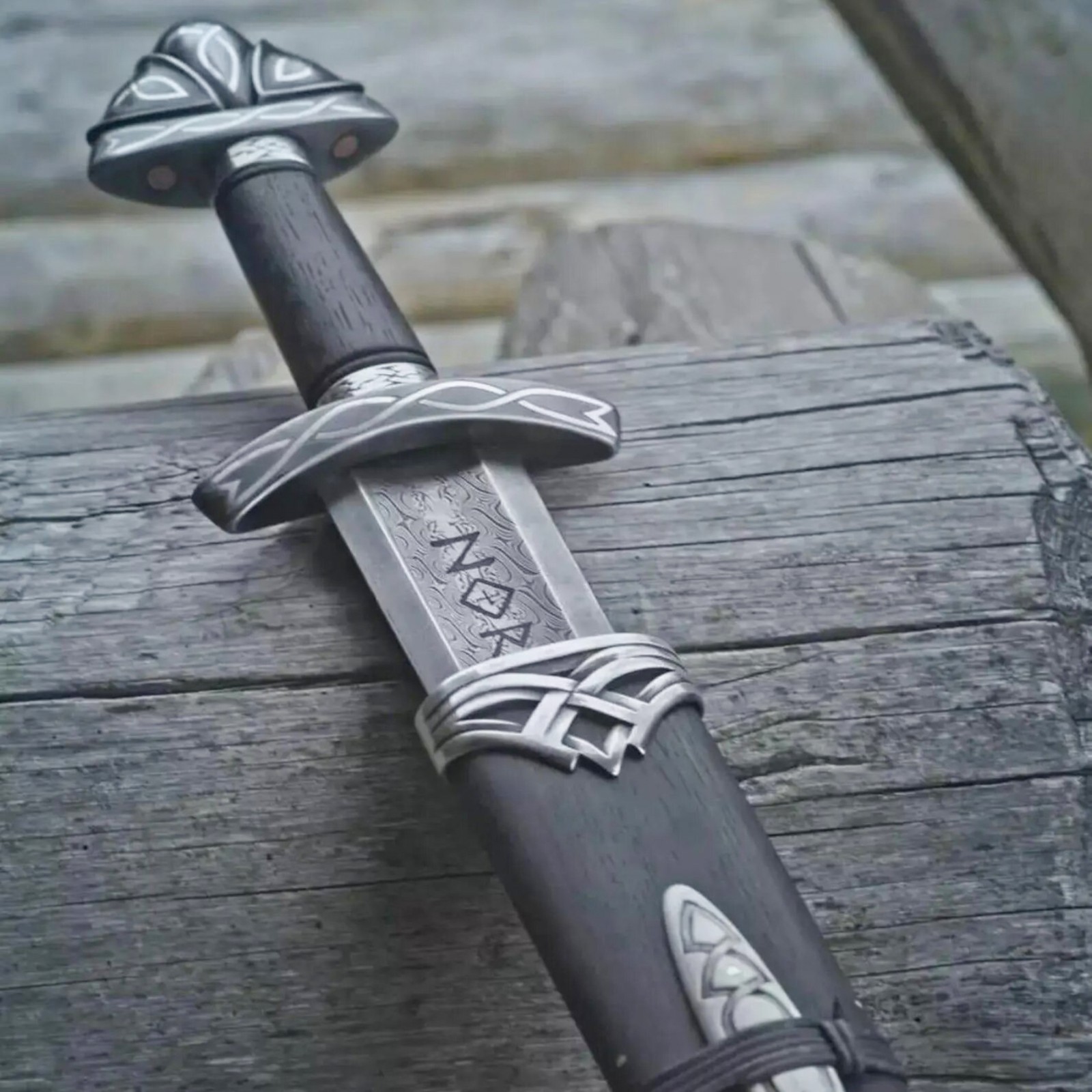 Custom Handmade Damascus Steel Viking Sword Medieval Replica With Scabbard