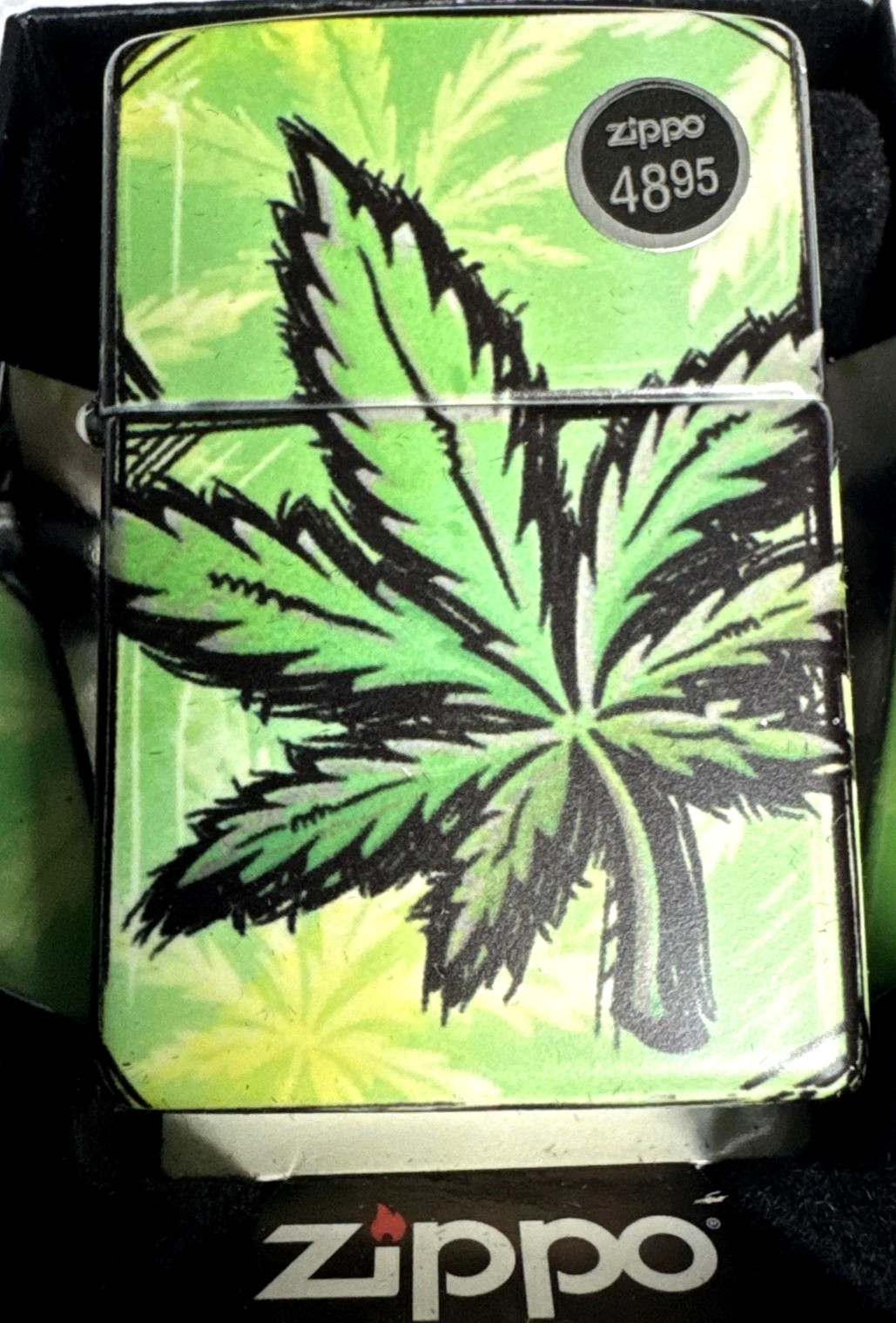 Zippo Premium Glowing Cannabis Design Lighter - 46253  #42N