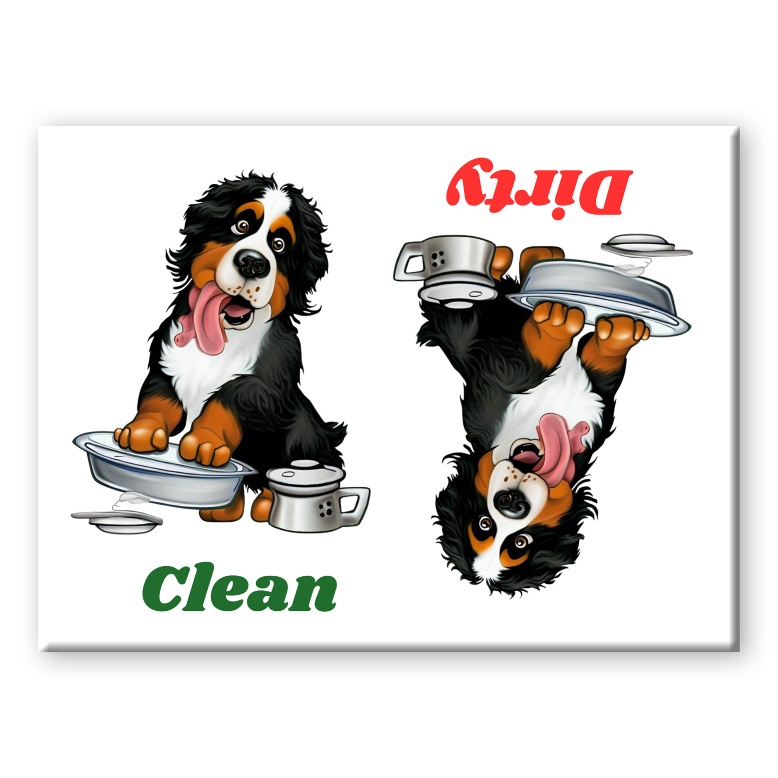 BERNESE MOUNTAIN DOG Clean Dirty DISHWASHER MAGNET New