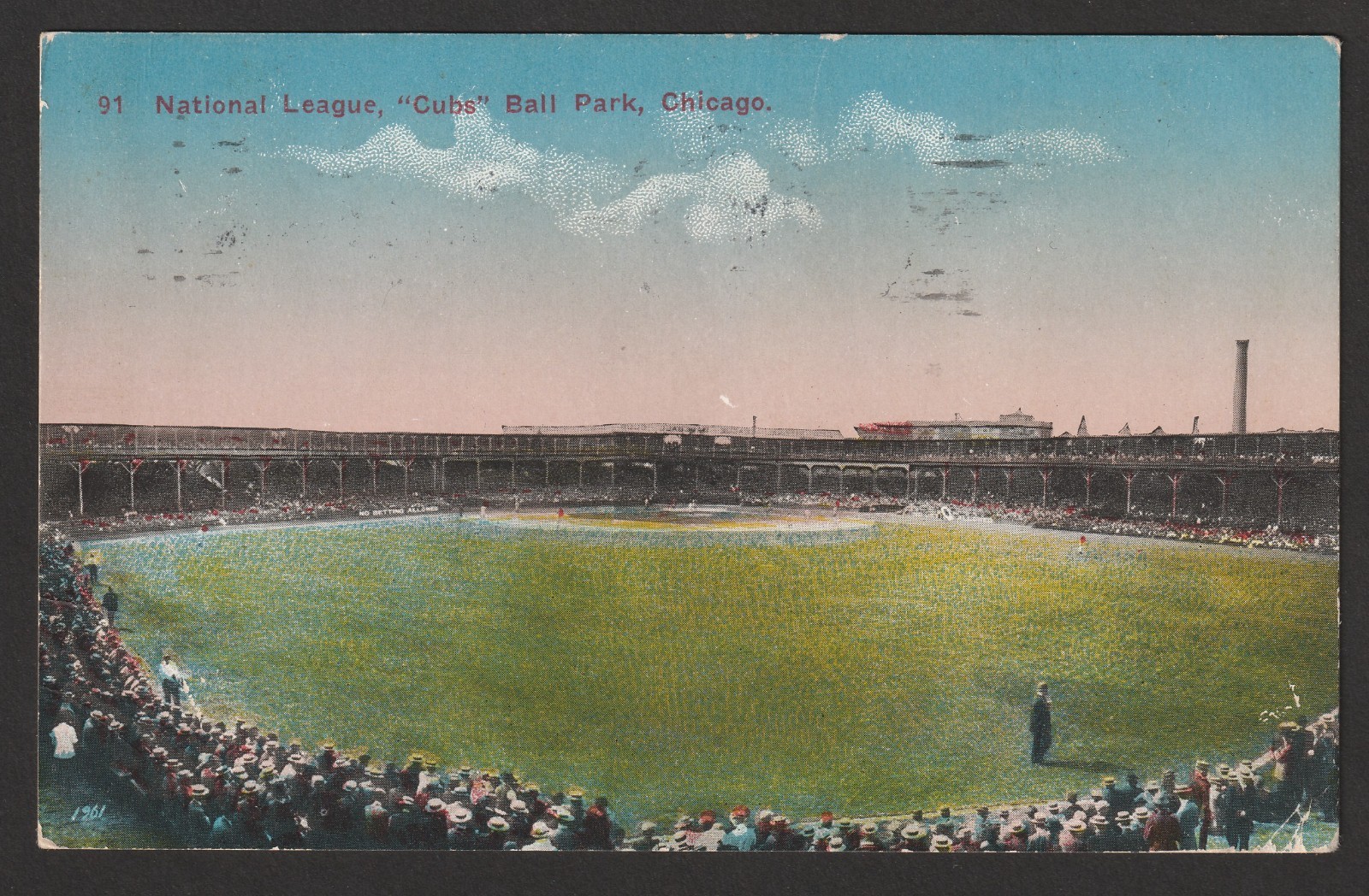 RARE 1914 PRE-LINEN POSTCARD – CHICAGO’S WEST SIDE GROUNDS – HOME OF THE CUBS