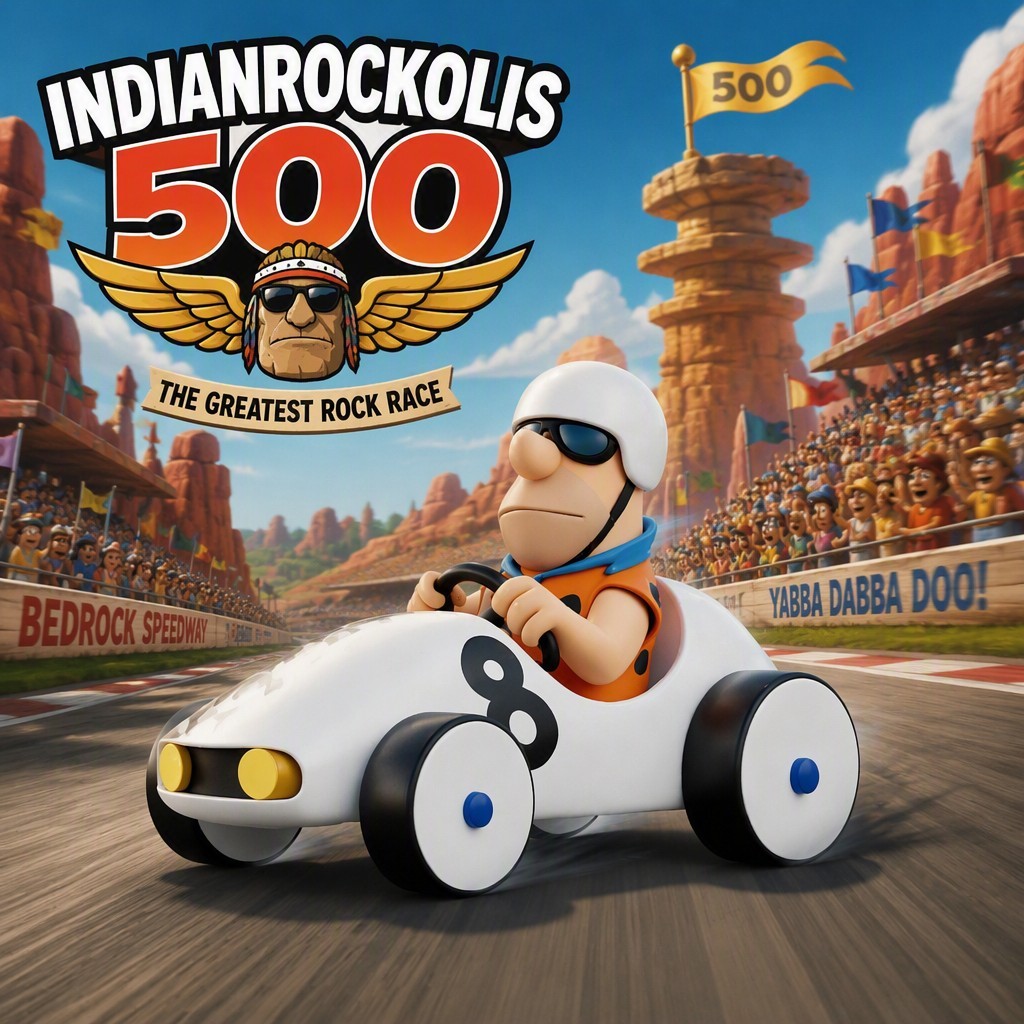 1/16 Scale Fred Flintstone Indianrockolis 500 #8 Race Car Fan Art Collectible
