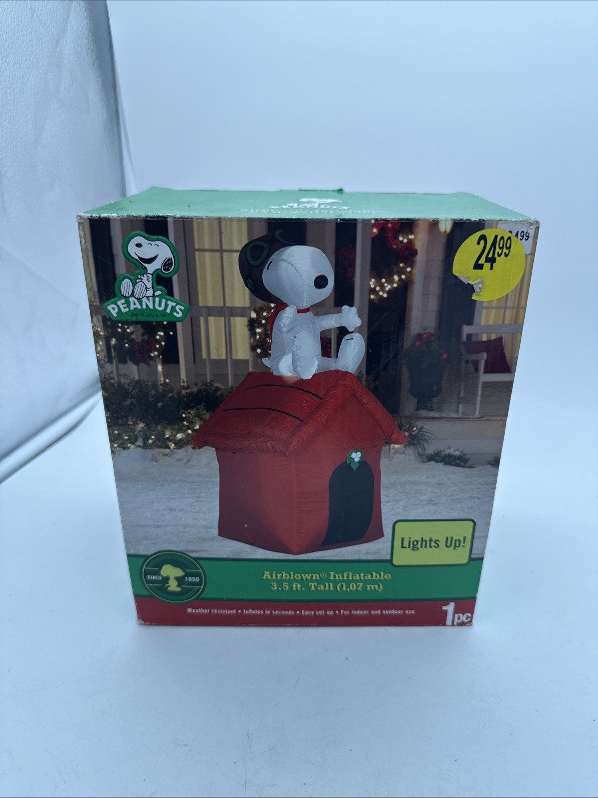Snoopy Peanuts Woodstock Doghouse w/ Mistletoe Inflatable Lights Up Gemmy 2012