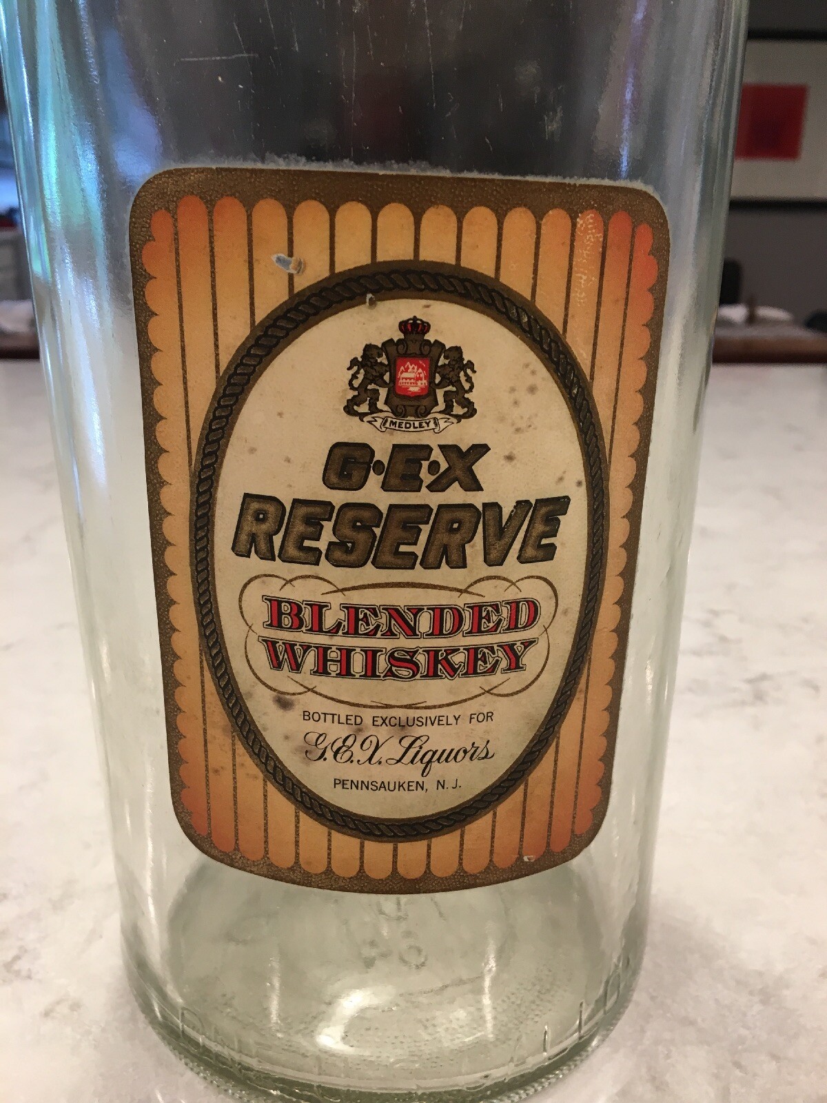 Scarce Rare Vintage 1 Gallon GEX Extra Reserve Blended Whiskey Bottle Pennsauken