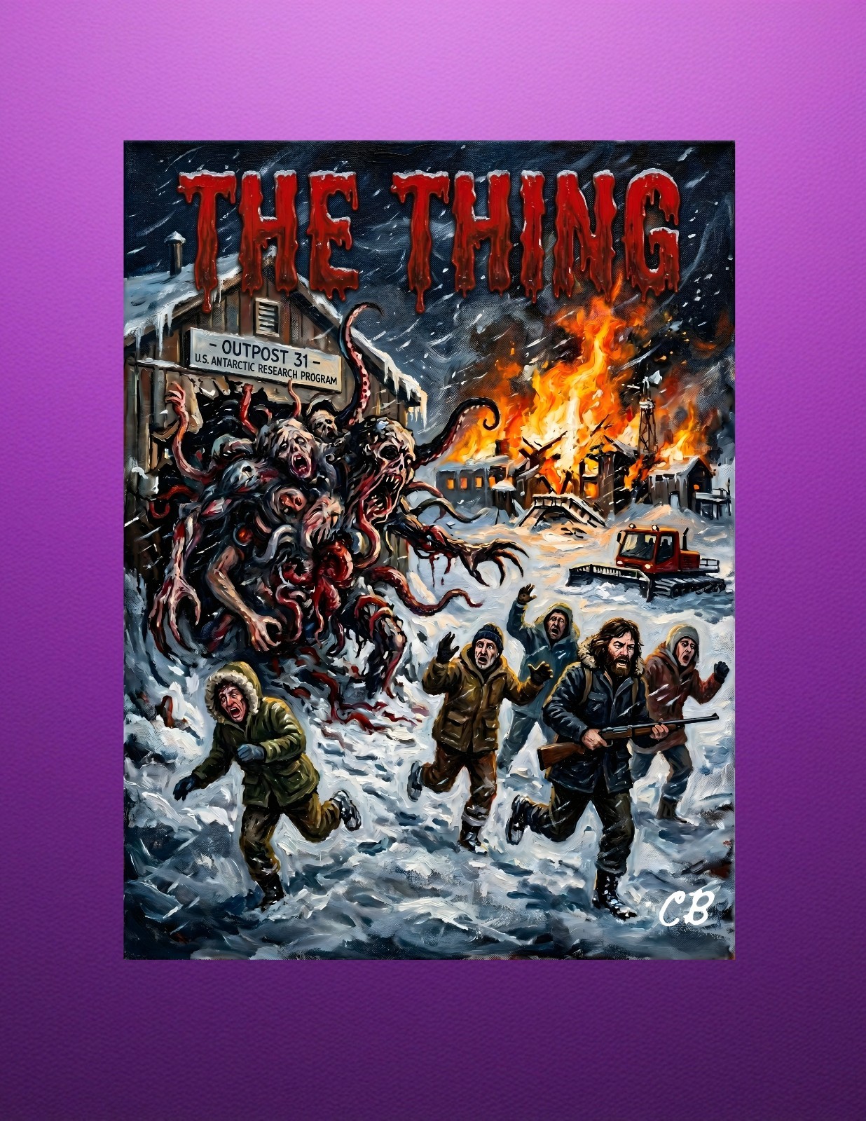 The Thing Reimagined ACEO Print | Antarctic Horror Folk Art | Sci-Fi Card