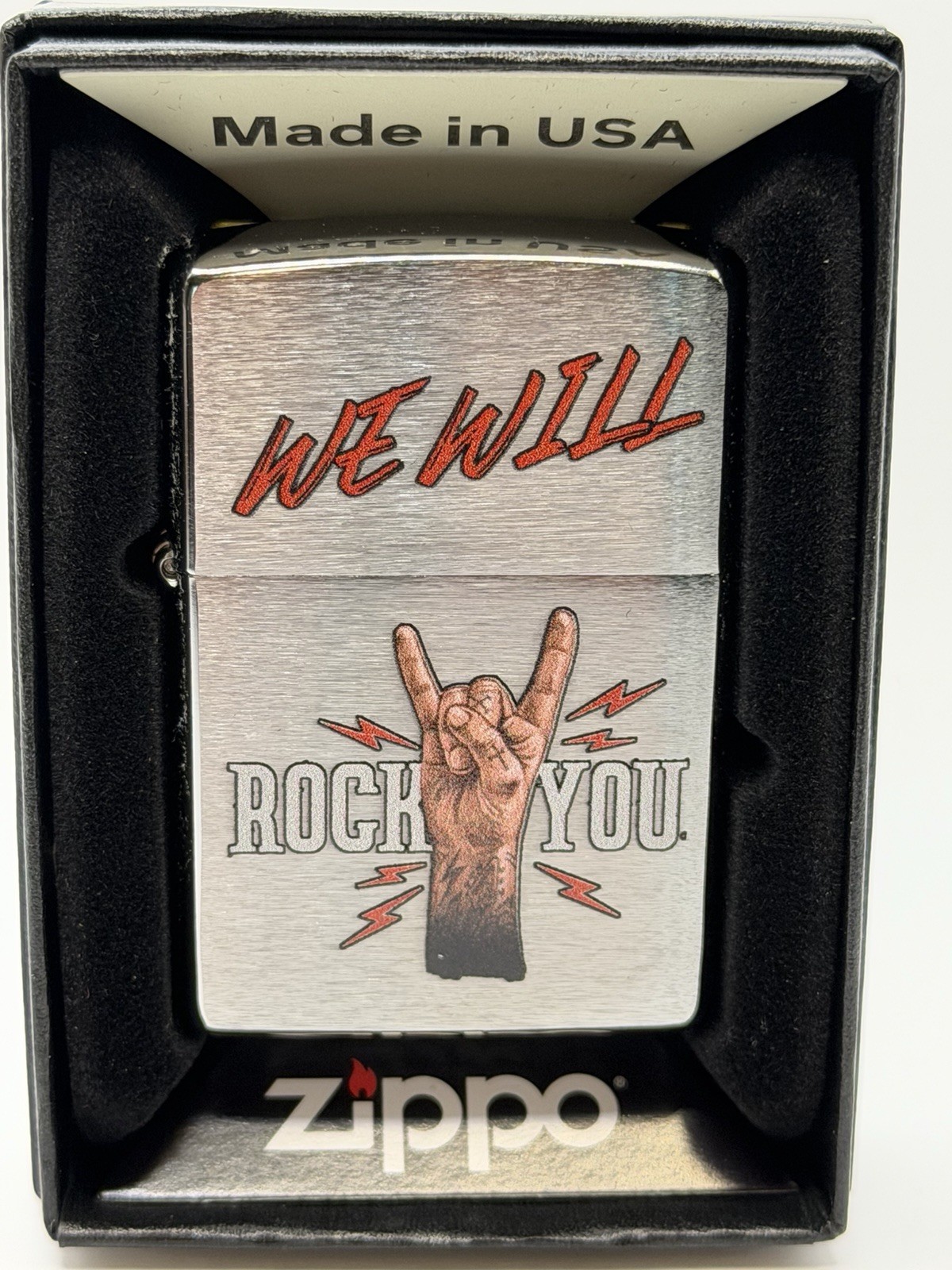 We Will Rock You Chrome 2023 Zippo Lighter NEW 48853