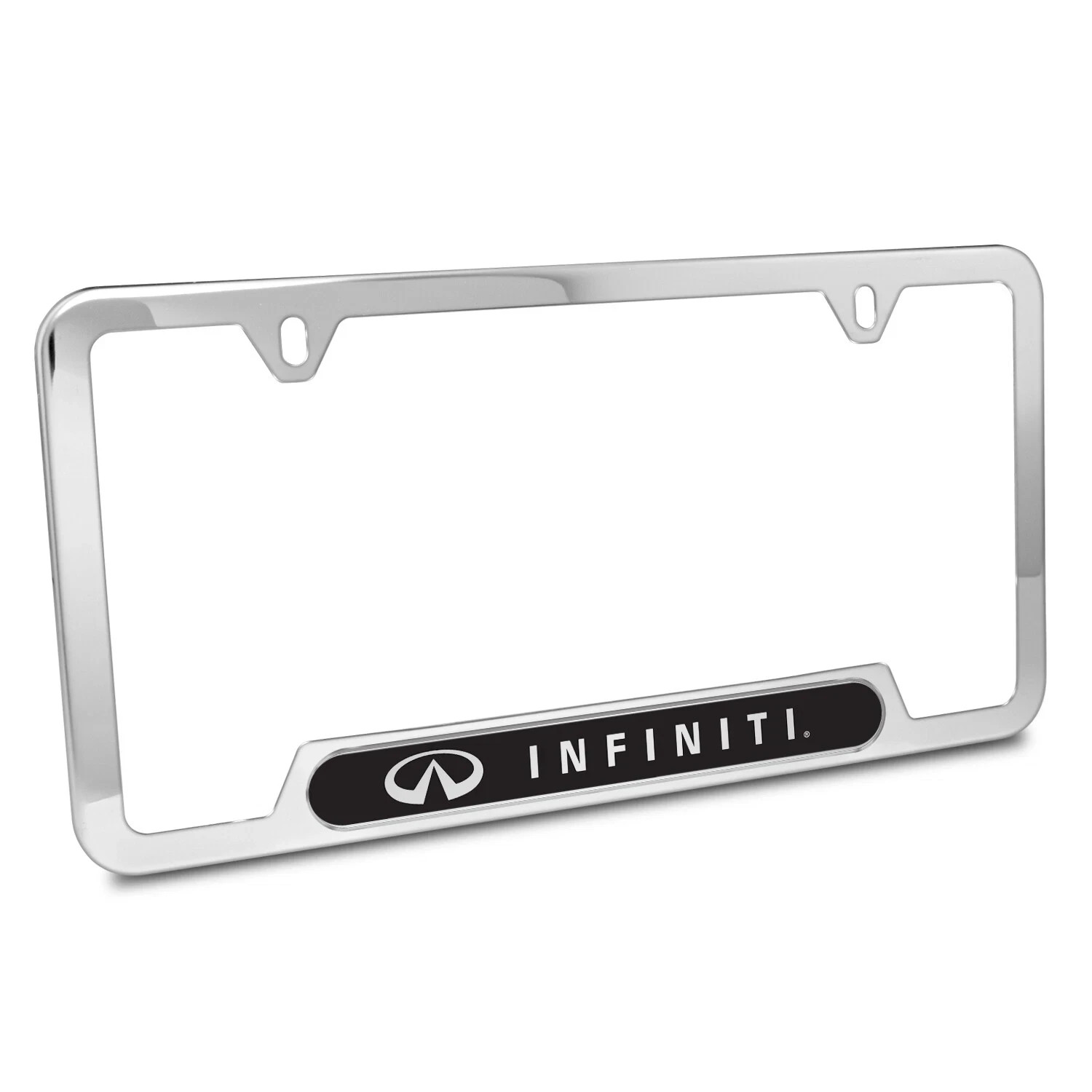 Infiniti 3D Black Insert Chrome 50 States Stainless Steel License Frame