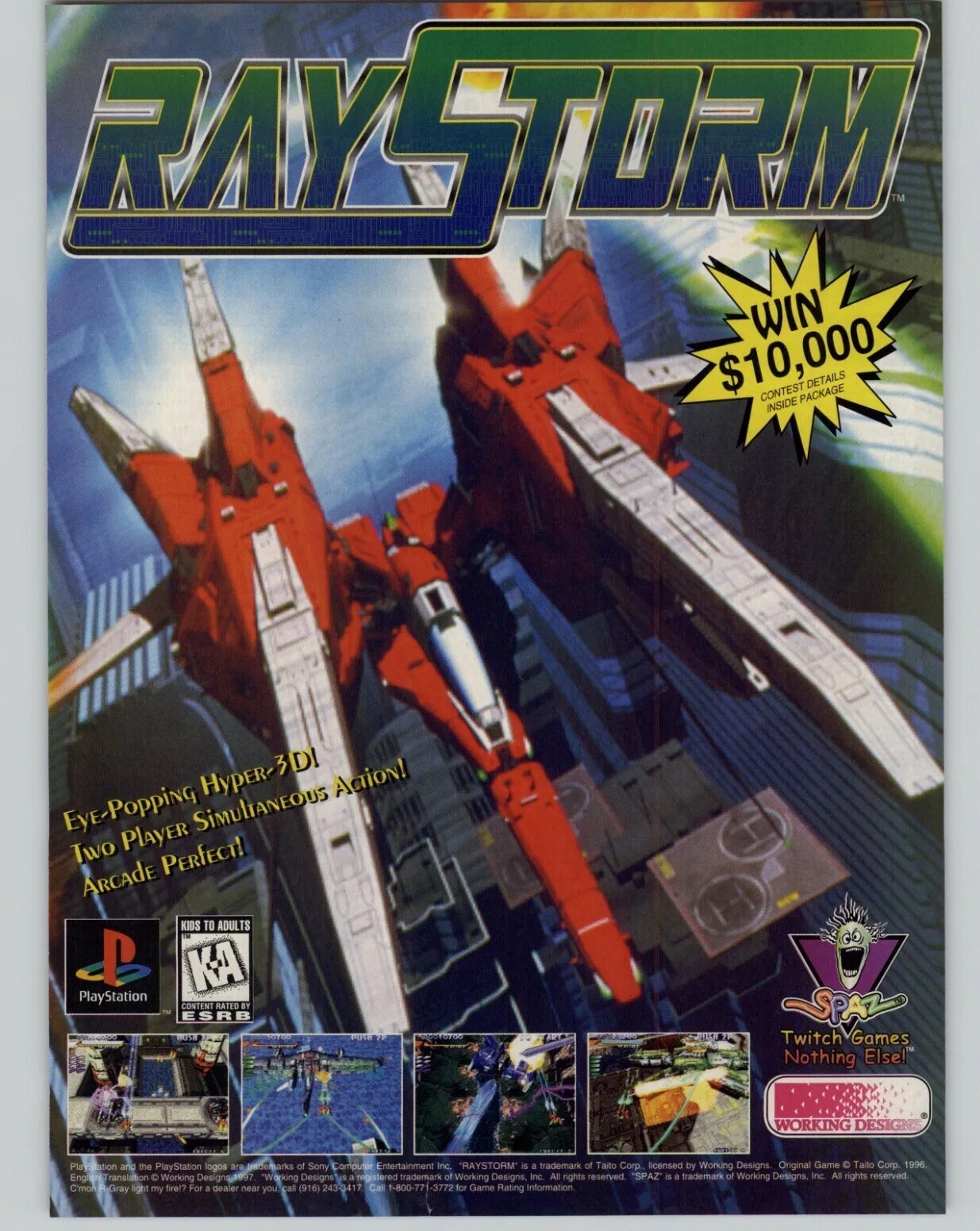 RayStorm PS1 PlayStation Video Game Room Art 1997 Vintage Print Ad Poster