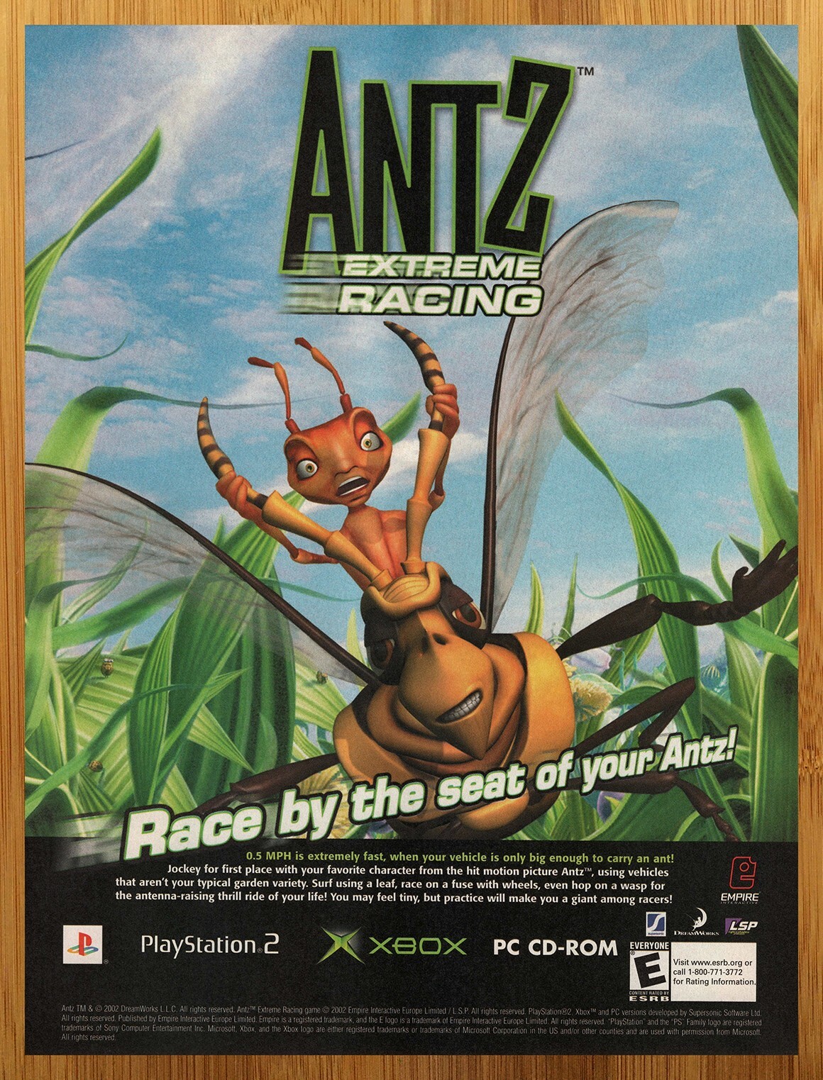 2002 Antz Extreme Racing Playstation 2 PS2 Xbox PC Print Ad/Poster Game Wall Art