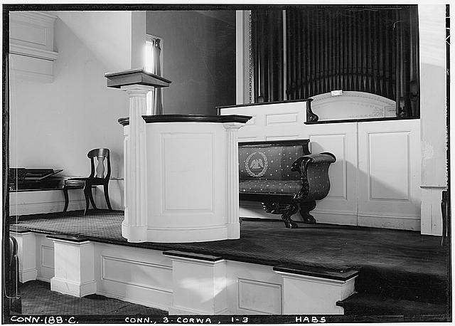 Cornwall Connecticut 1940 Congregational Church Interior Pulpit Choir Screen