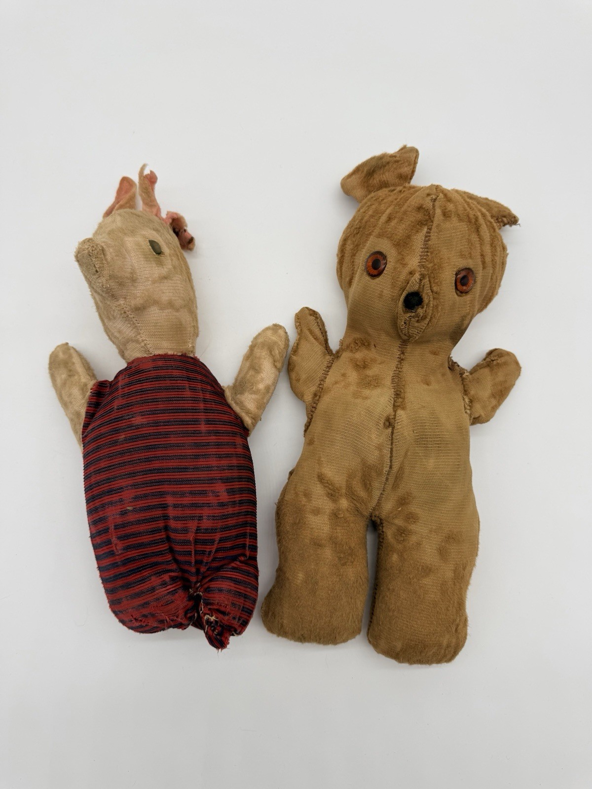 Antique 1930’s Winnie the Pooh & Piglet Cloth Stuffed Primitive Homemade Dolls