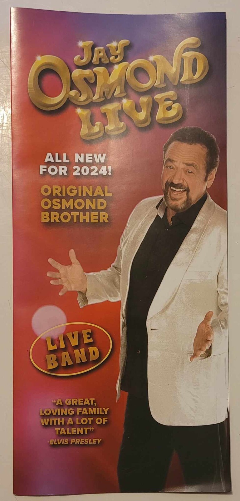 Jay Osmond Live brochure Branson, Missouri 2024