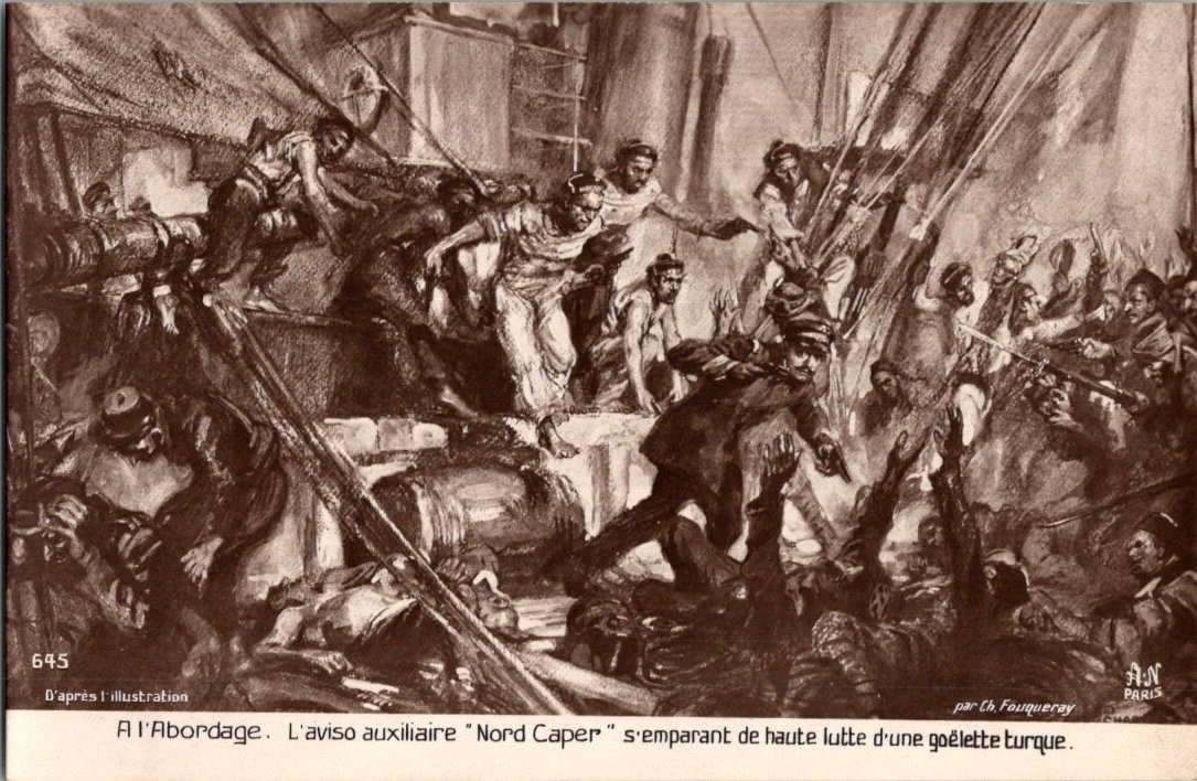 WWI French Naval Boarding Postcard Ch. Fouqueray \