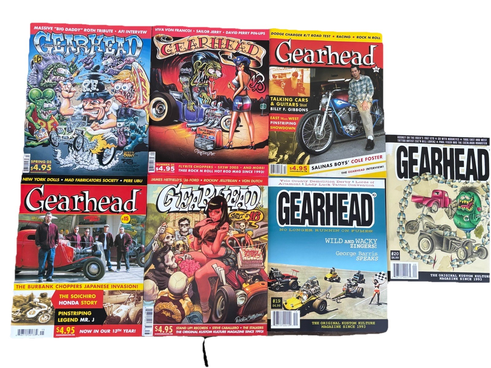 Lot of 7 New Gearhead Magazines Lowbrow Punk Hot Rods Kustom Kulture Automotive