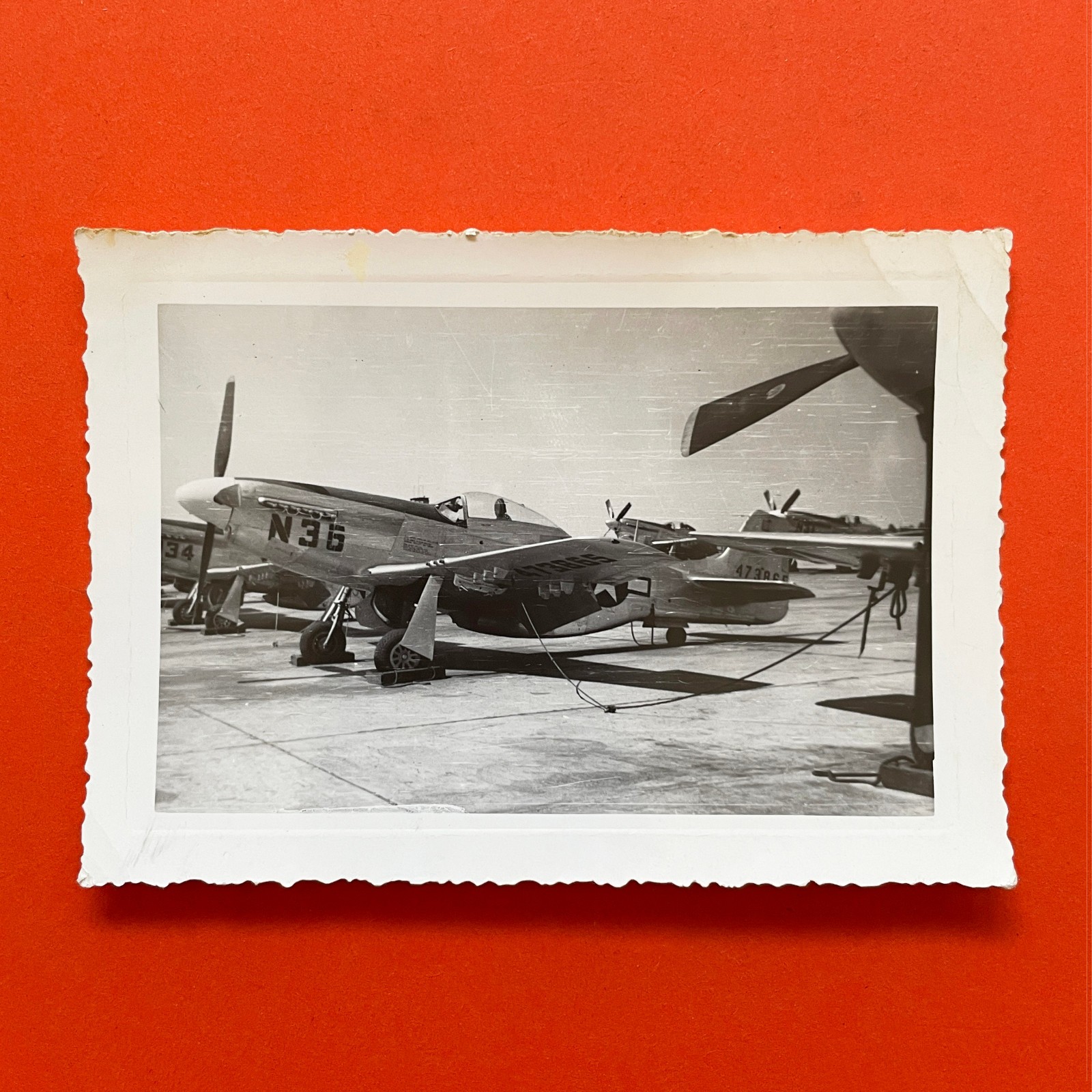 1940s 1950s WWII-Era P-51 Mustang N36-473865 Fighter Plane Photo