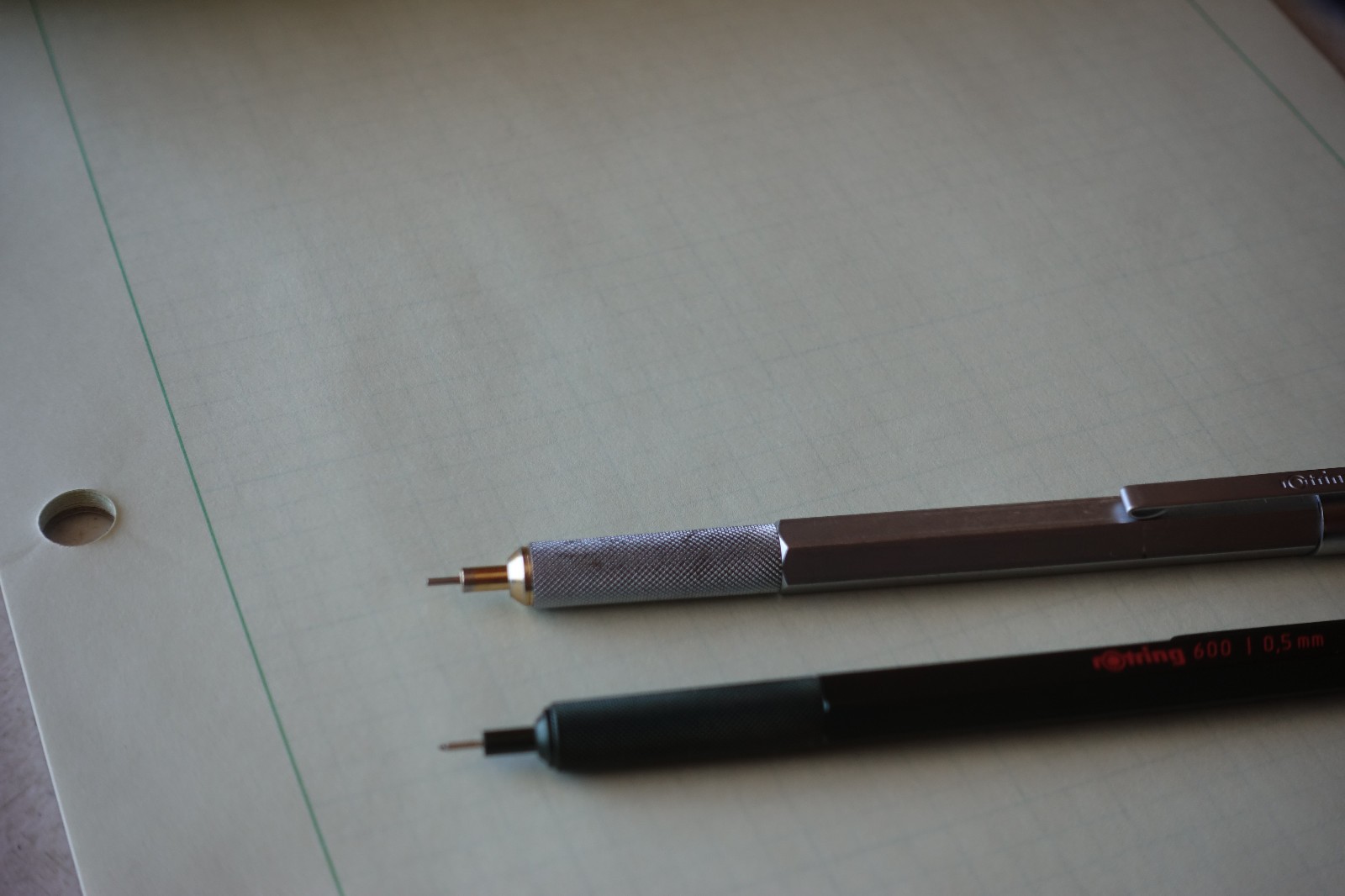 Rotring 800 (silver) + Rotring 600 0.5mm (green) mechanical drafting pencils