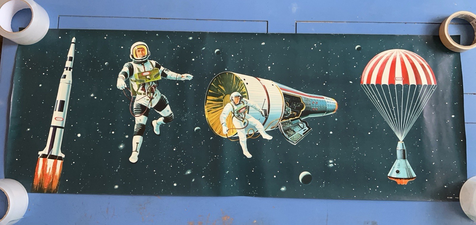 RARE 1960s Kraft Foods Space Promo Poster Gemini NASA Spacewalk Ed White K7-639