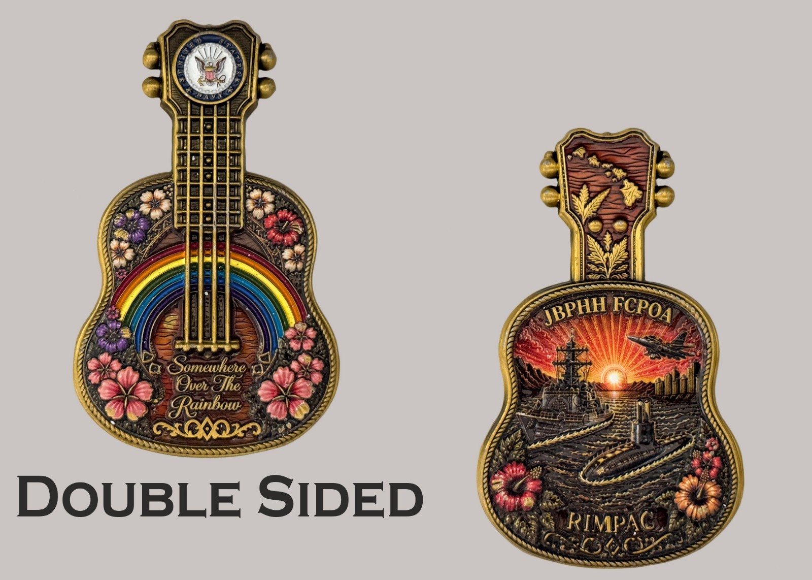 RIMPAC JBPHH FCPOA Ukulele Shaped Hawaii Military Challenge Coin  J#33