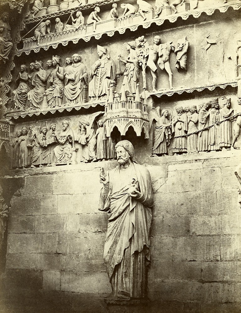 Reims Cathedral North Portal Statue of Christ France Old Photo Bisson 1858