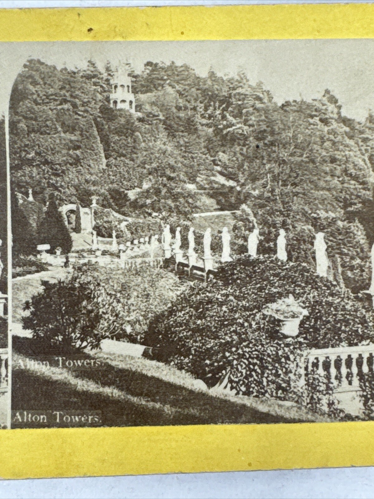 Alton towers Stereoview Card Staffordshire England Antique Real Photo