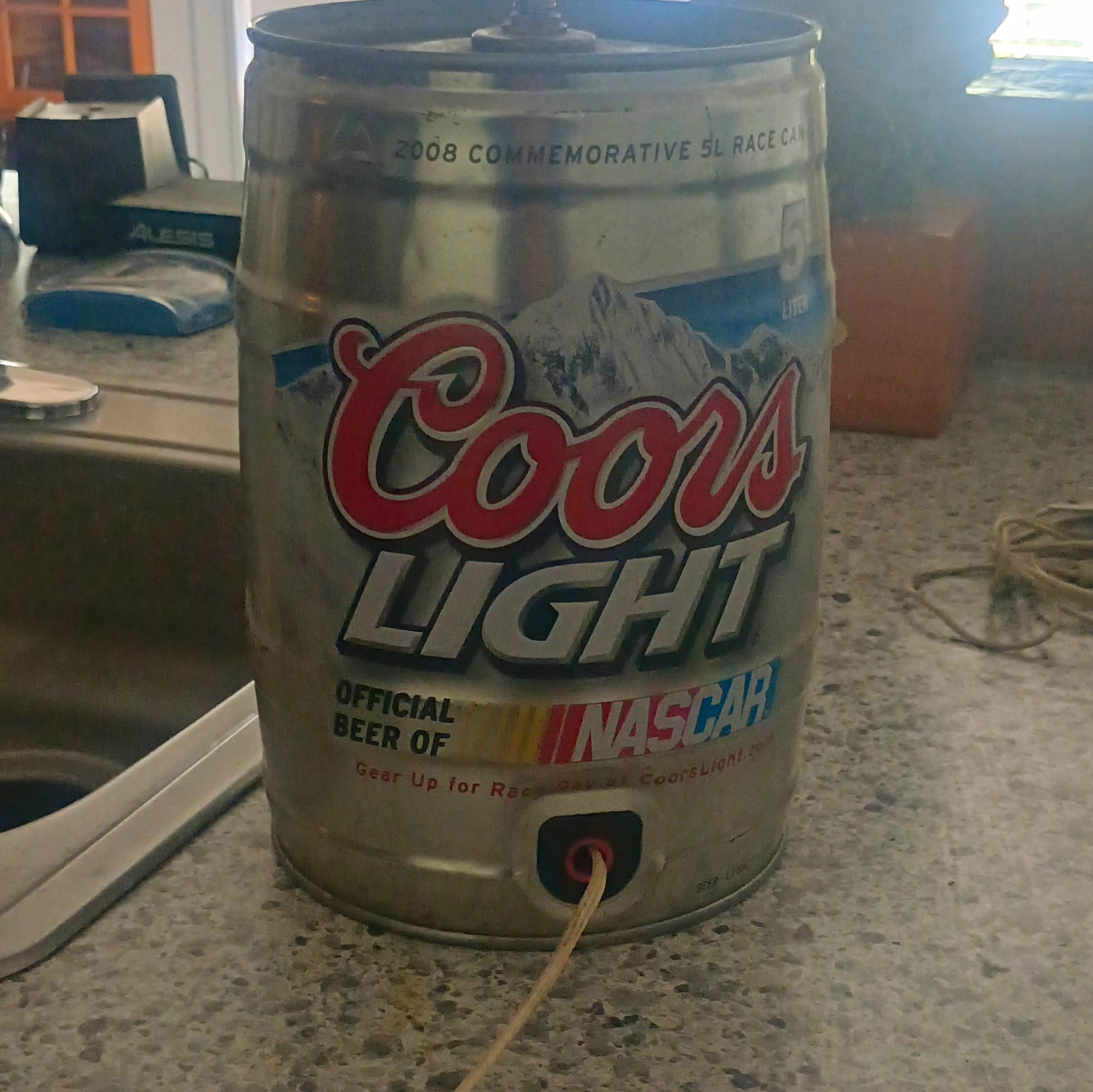 Coors Light NASCAR 2008 5L Beer Can Metal Table Lamp, Silver, Corded