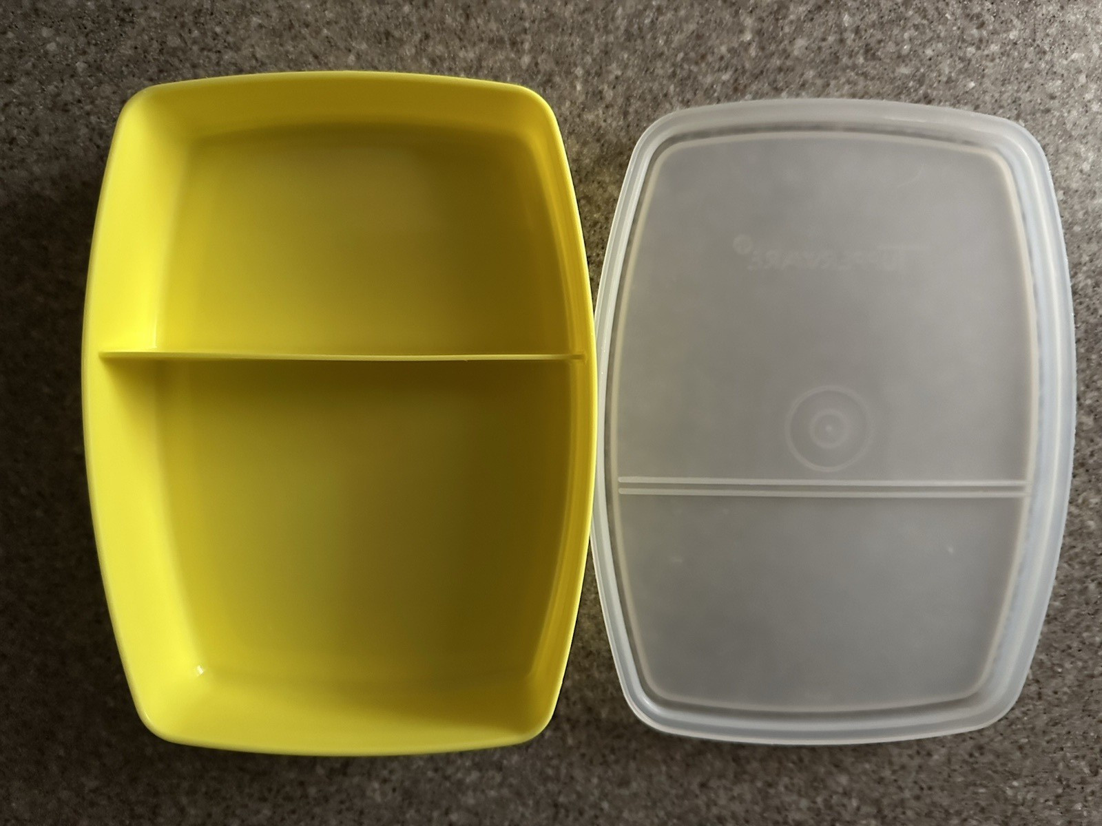 Vintage Yellow Tupperware Divided Lunch Snack Container with Lid